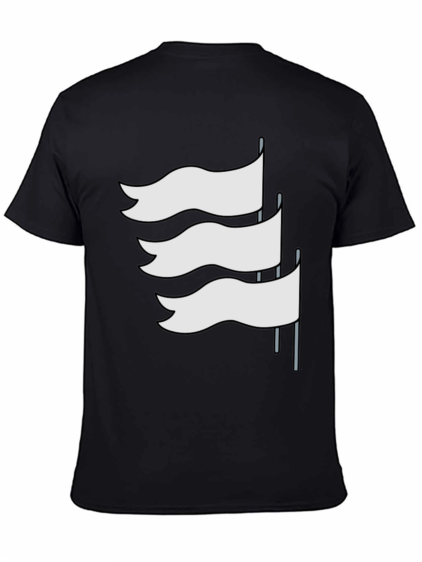 Black T-Shirt with White Flag Graphic Design