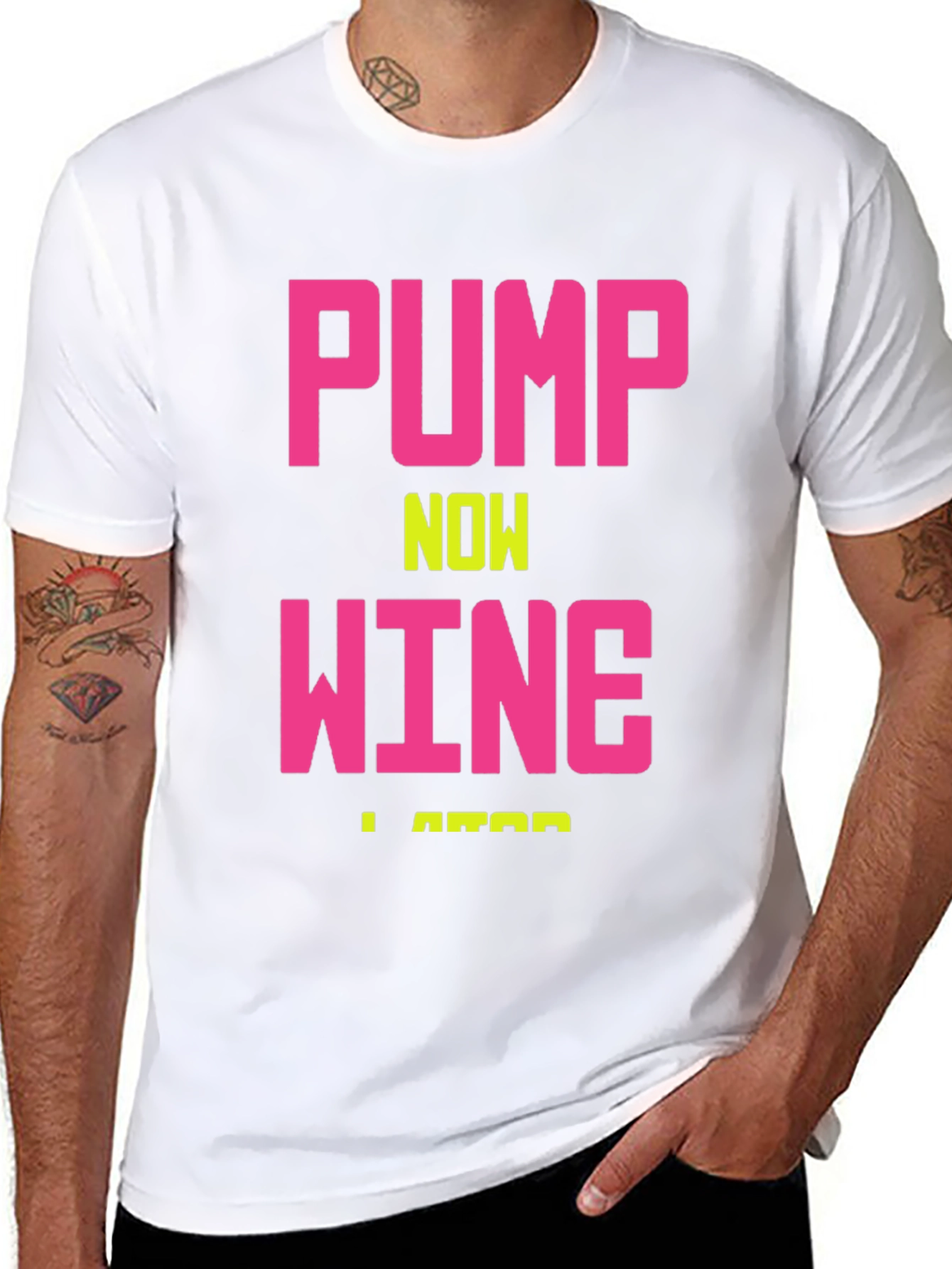 Pump Now Wine Later Mens Black Graphic Tee