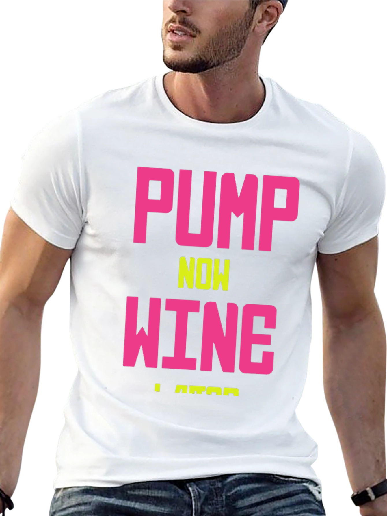 Pump Now Wine Later Mens Black Graphic Tee