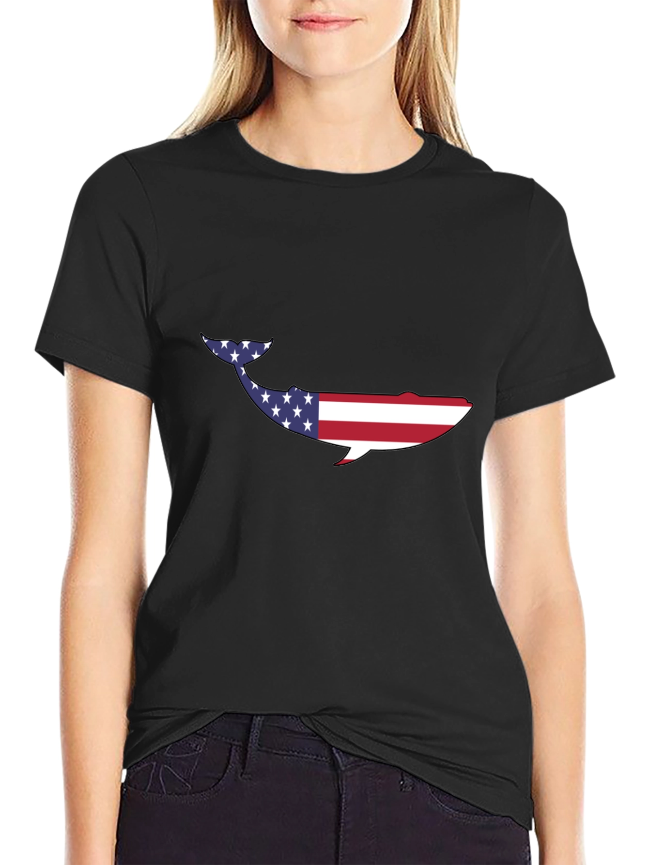 American Flag Whale Graphic Tee