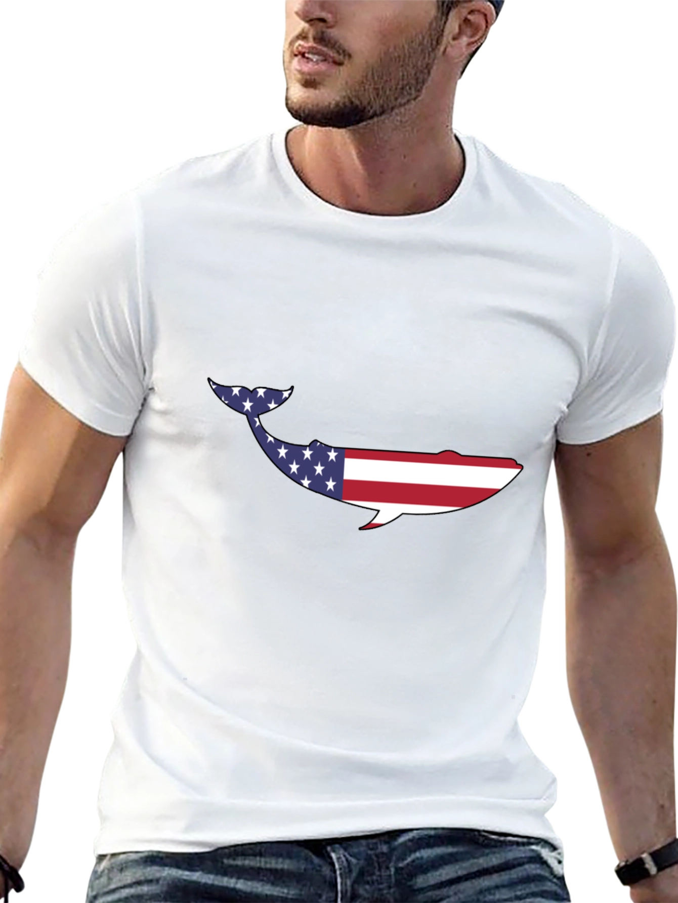 American Flag Whale Graphic Tee