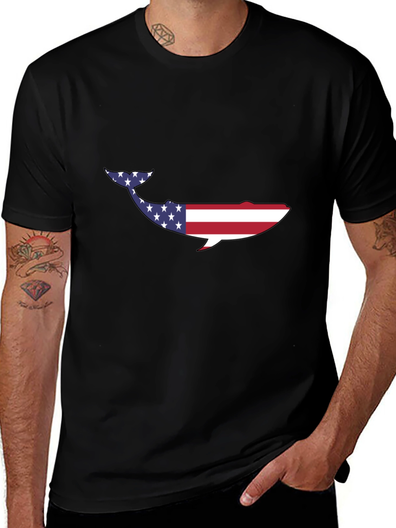 American Flag Whale Graphic Tee