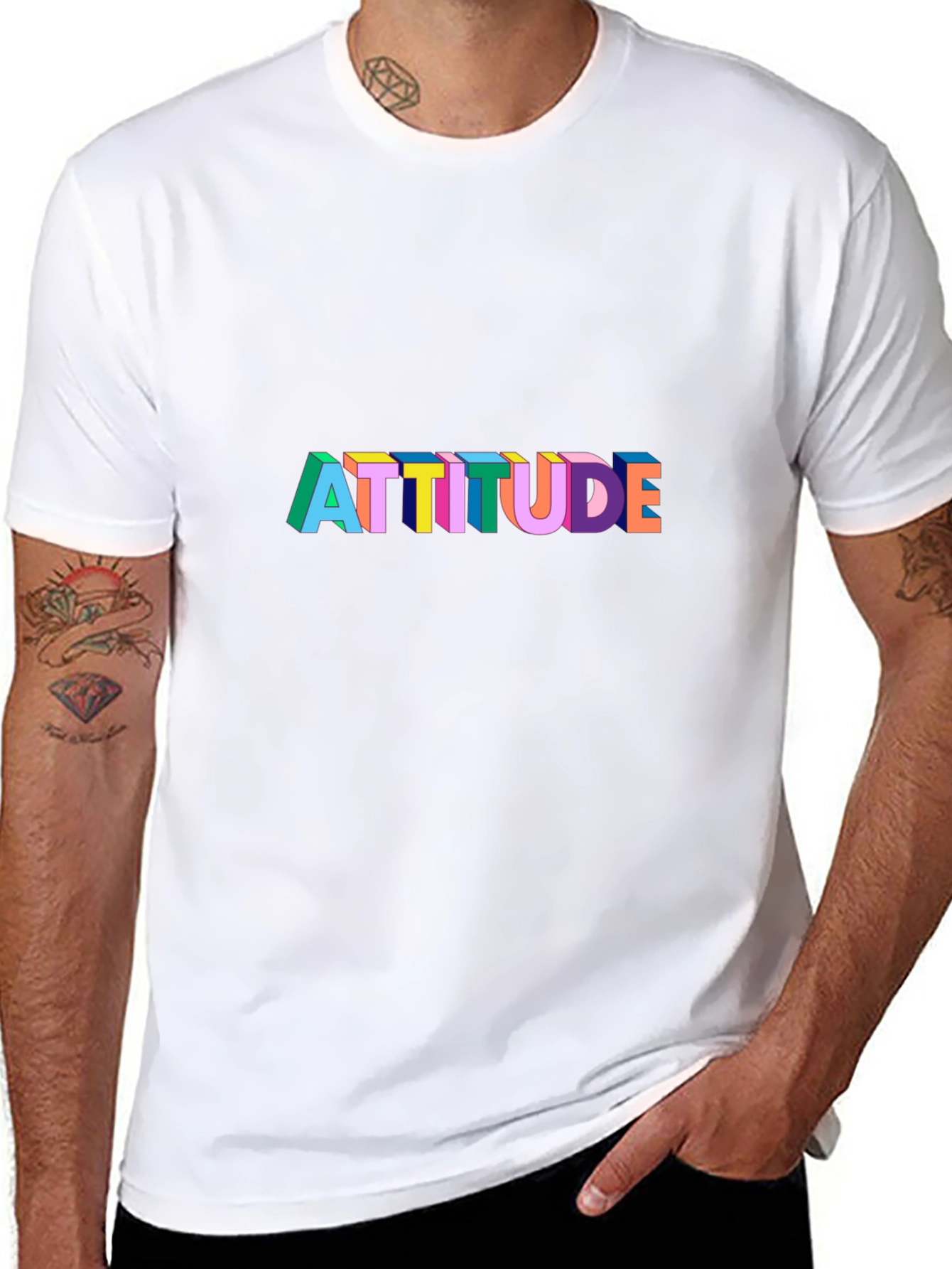 Attitude Graphic Print Black T-Shirt