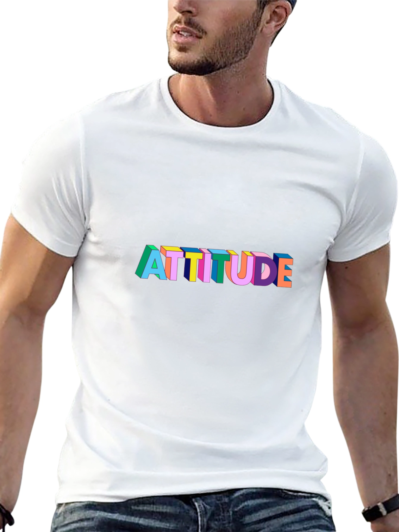 Attitude Graphic Print Black T-Shirt