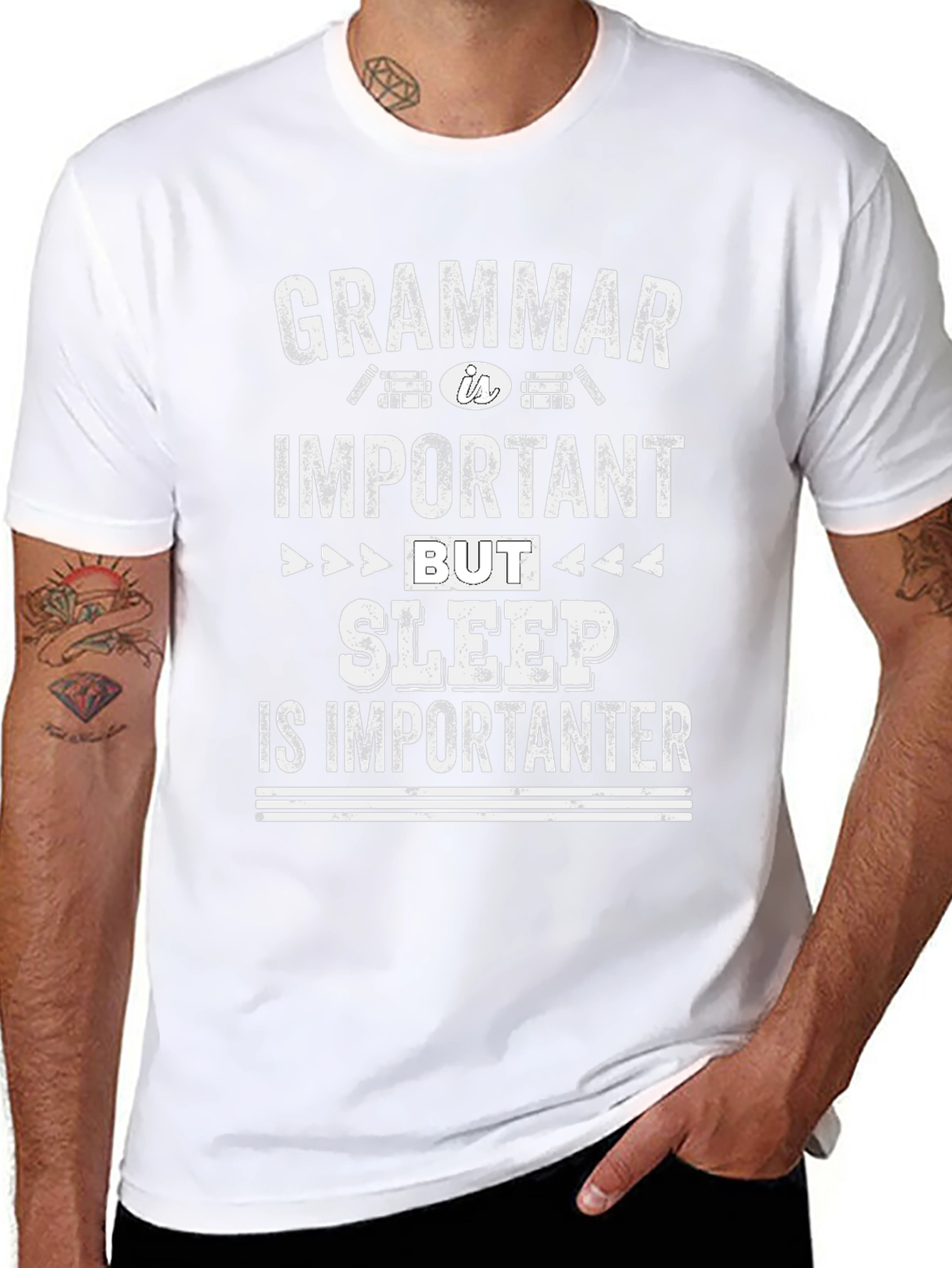 Funny Grammar Sleep is Importanter Graphic Tee