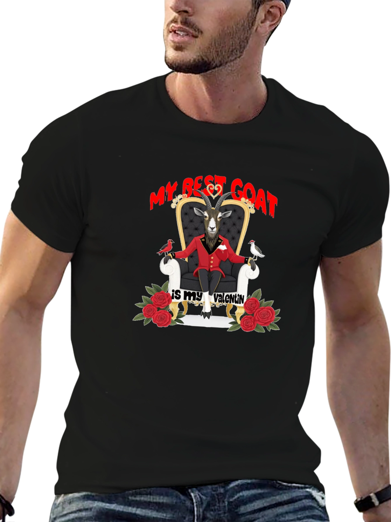 My Best Goat Is My Valentine Black T-Shirt