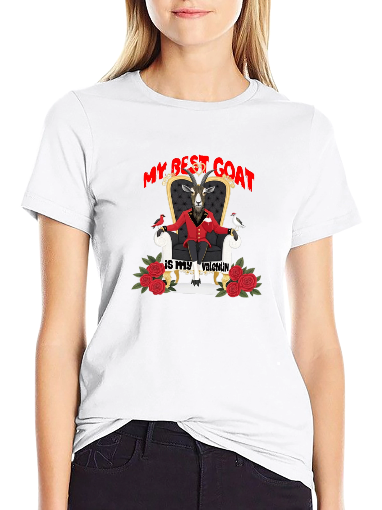 My Best Goat Is My Valentine Black T-Shirt