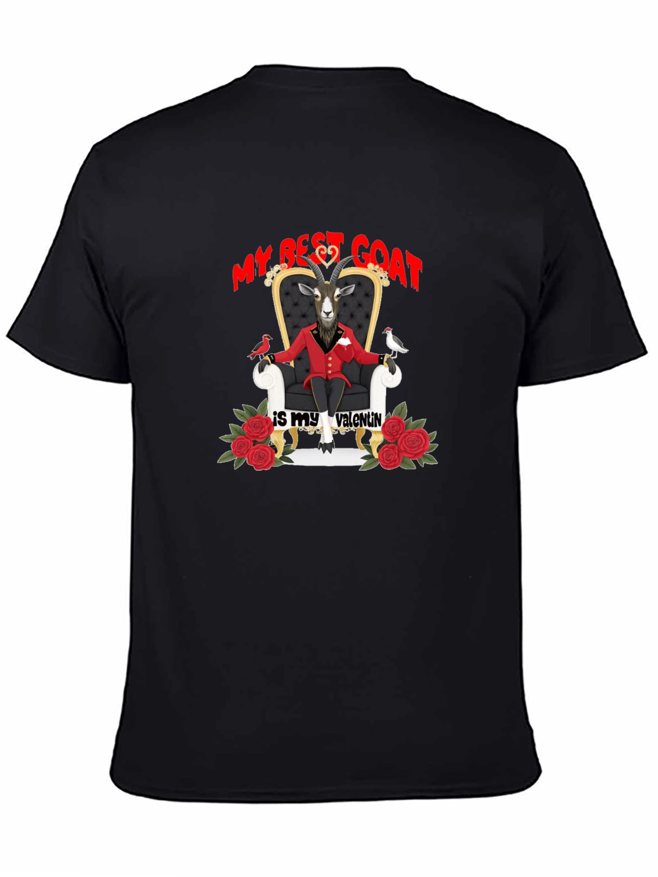 My Best Goat Is My Valentine Black T-Shirt
