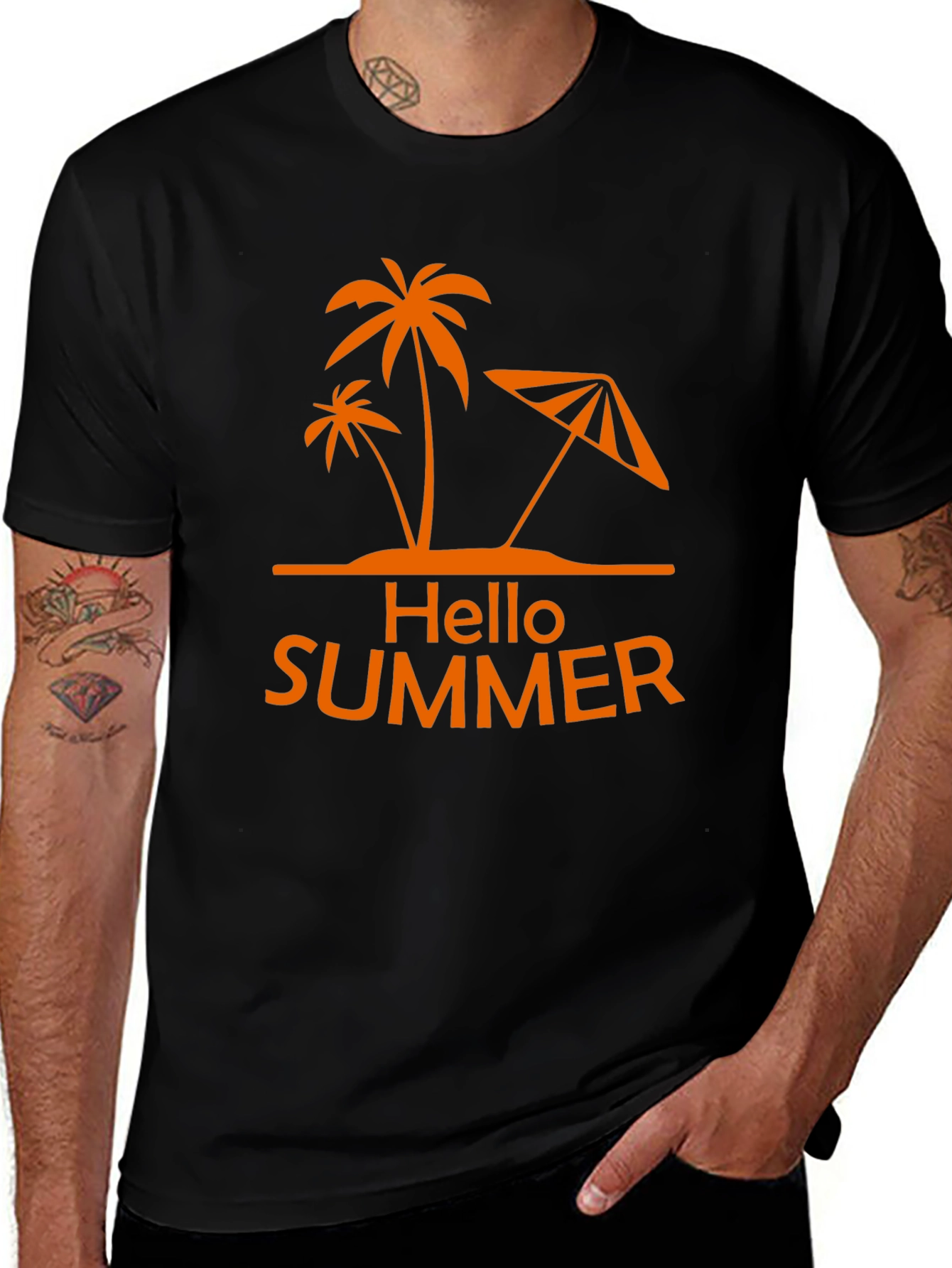 Hello Summer Palm Tree Graphic Tee