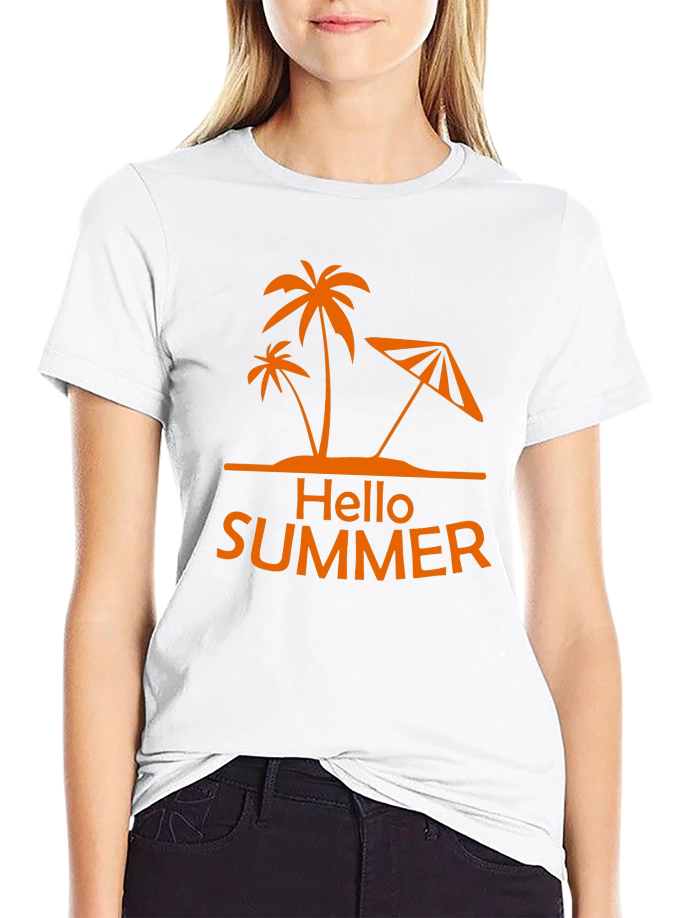Hello Summer Palm Tree Graphic Tee