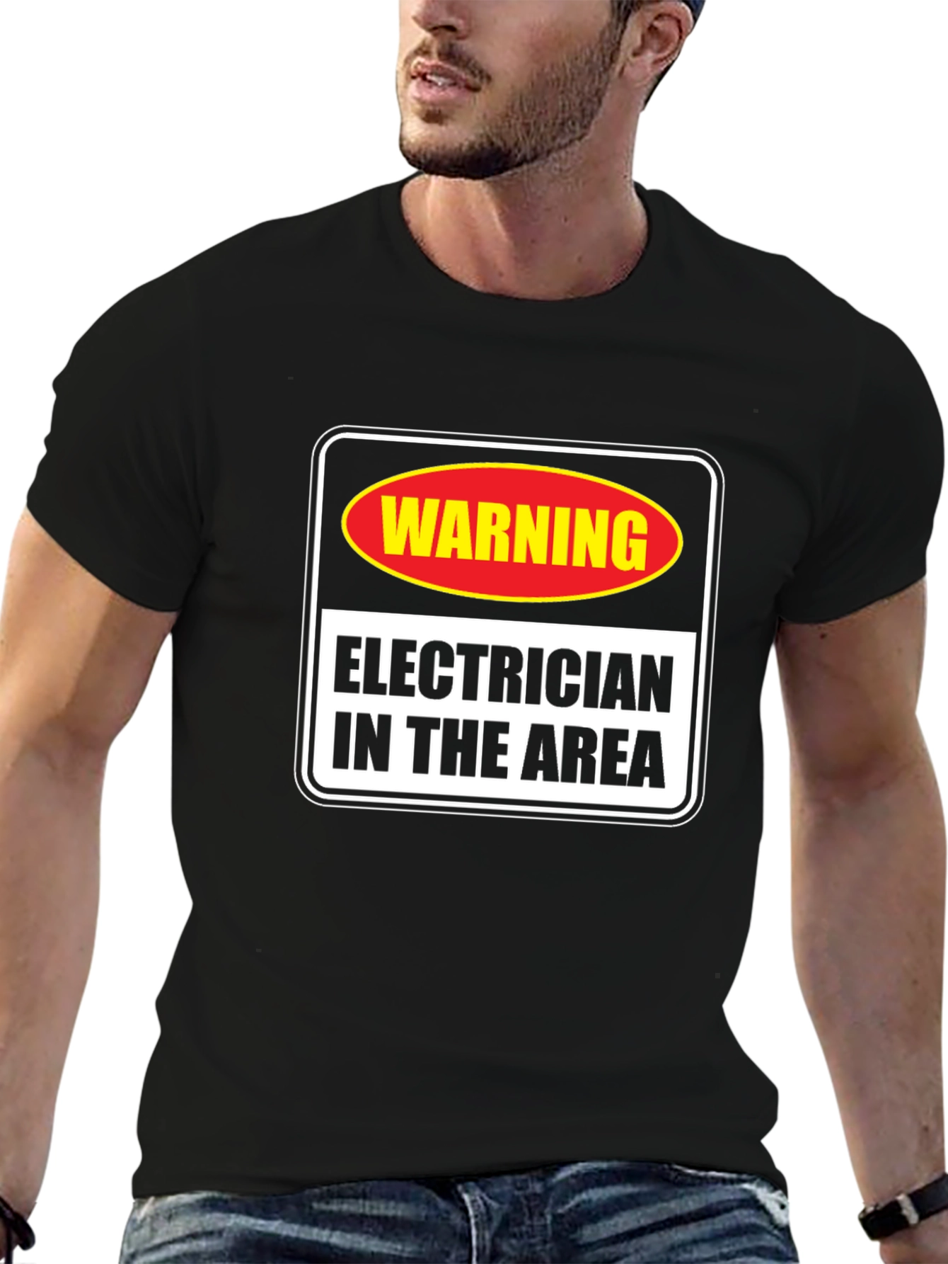 Warning Electrician in Area T-Shirt