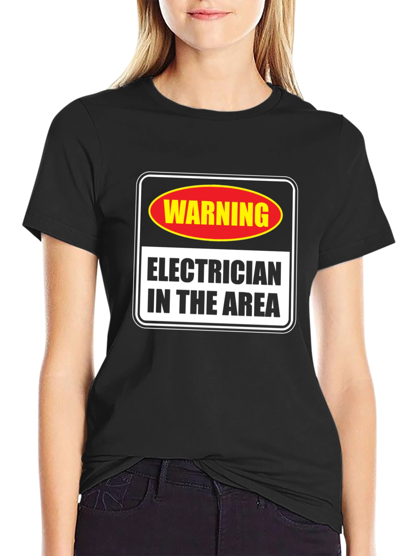 Warning Electrician in Area T-Shirt