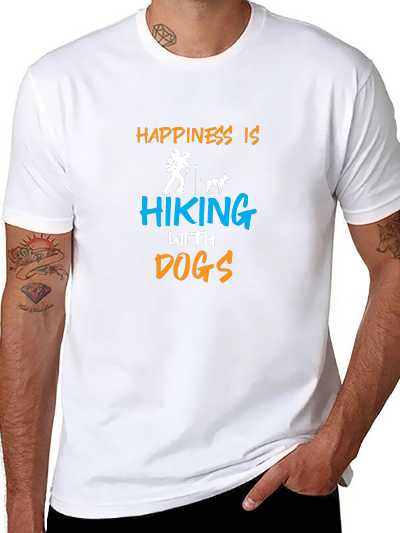 Happiness is Hiking with Dogs T-Shirt