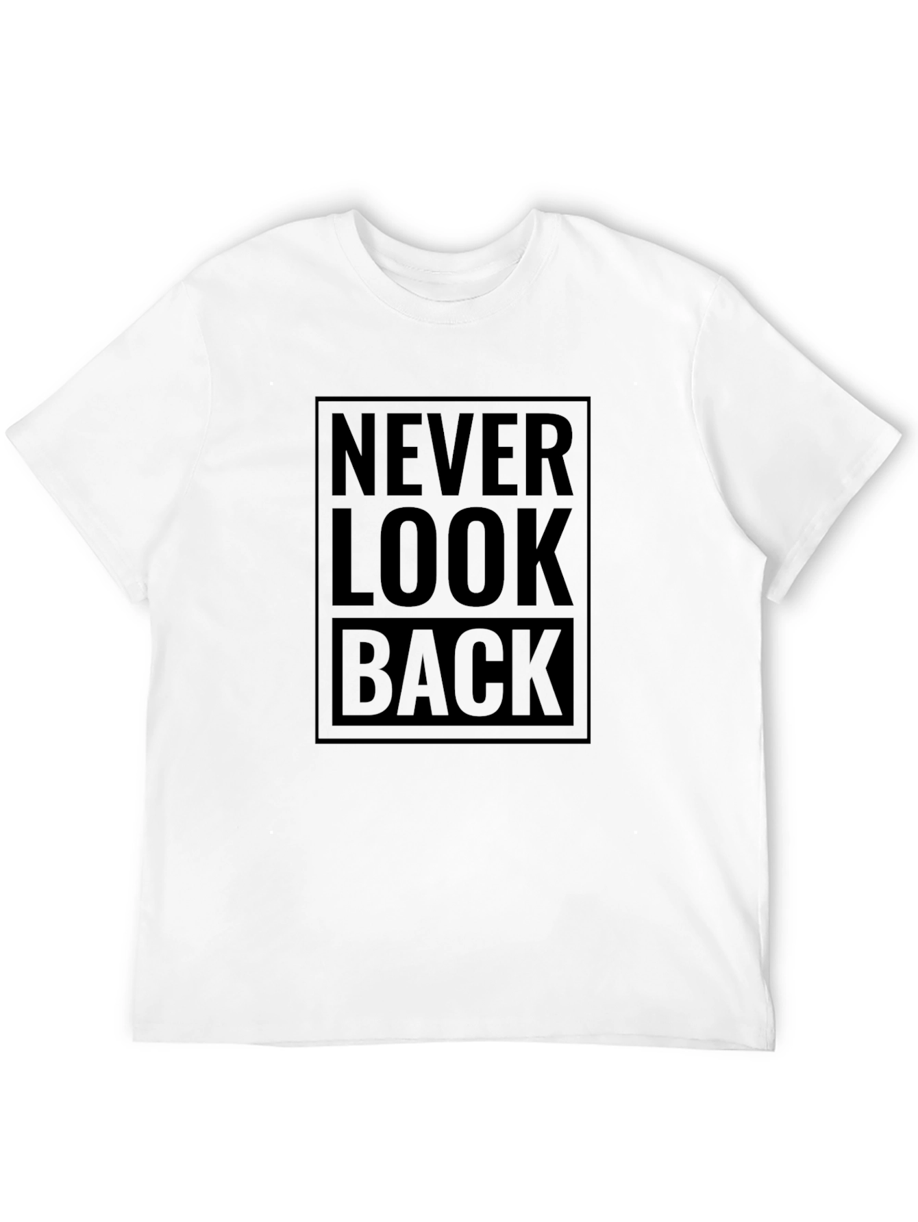 Never Look Back Black Graphic T-Shirt