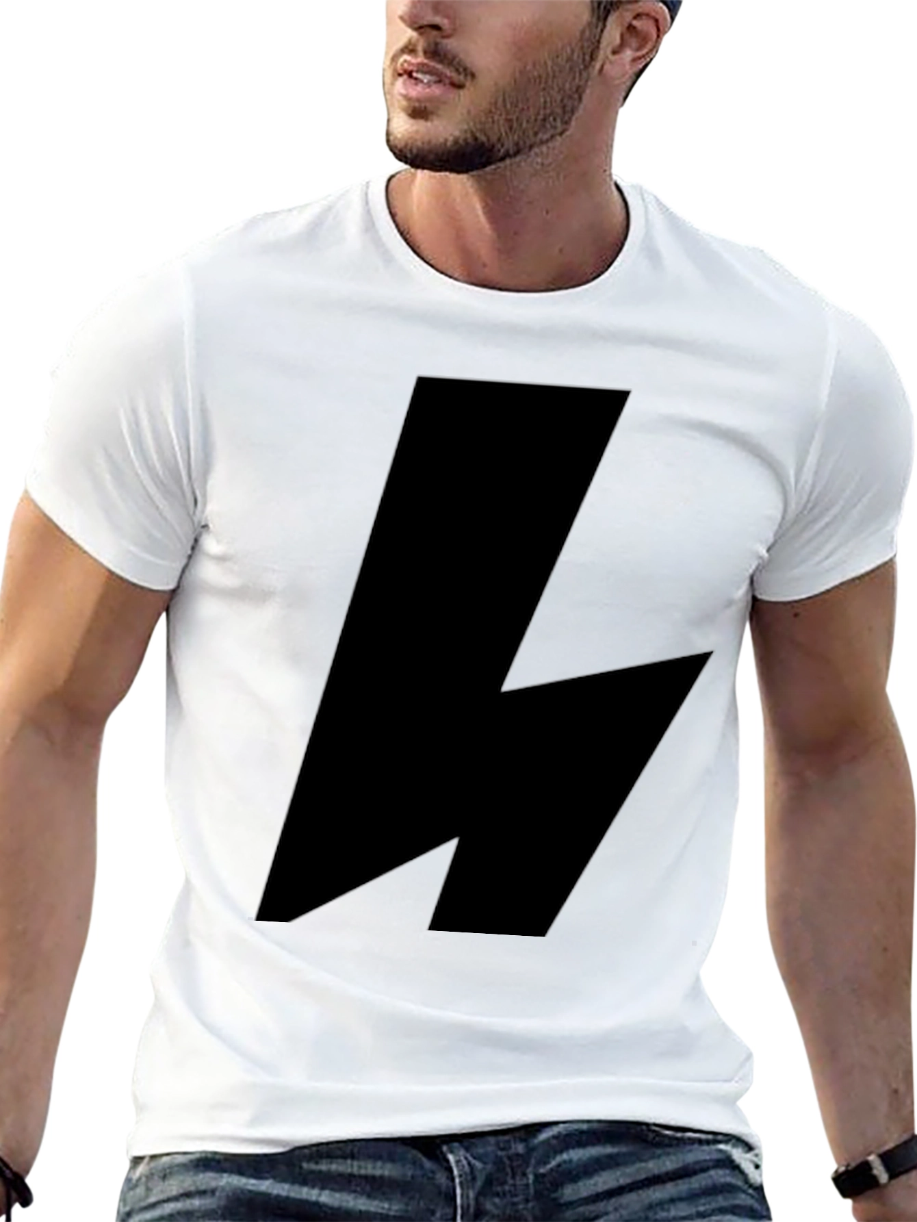 Bold Black Lightning Bolt Graphic Tee
