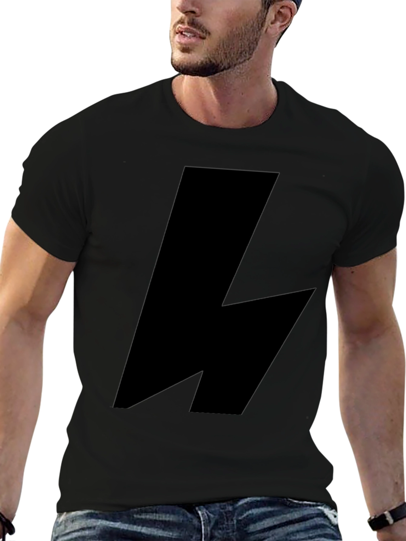 Bold Black Lightning Bolt Graphic Tee