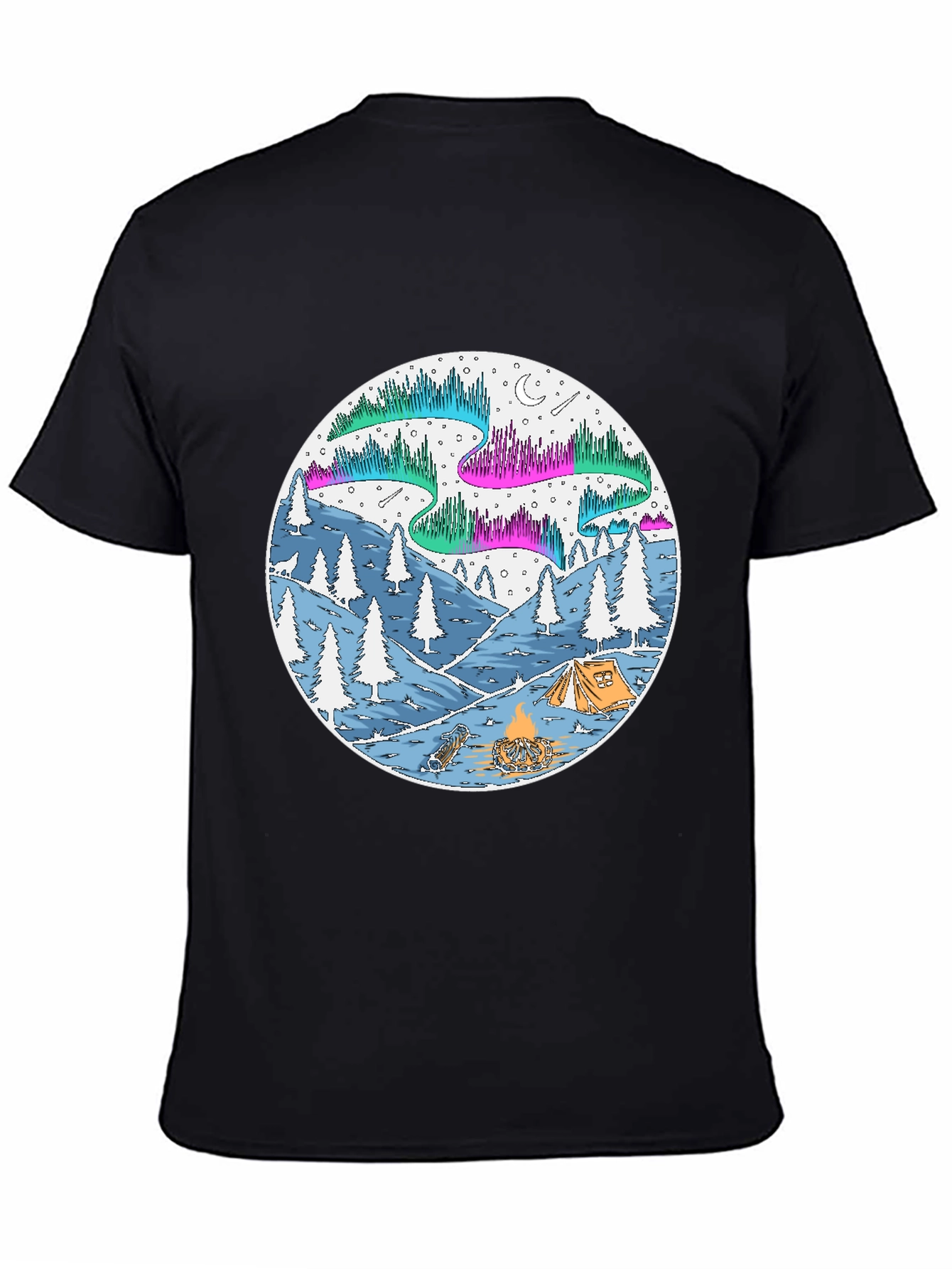Aurora Camping Scene Graphic Tee