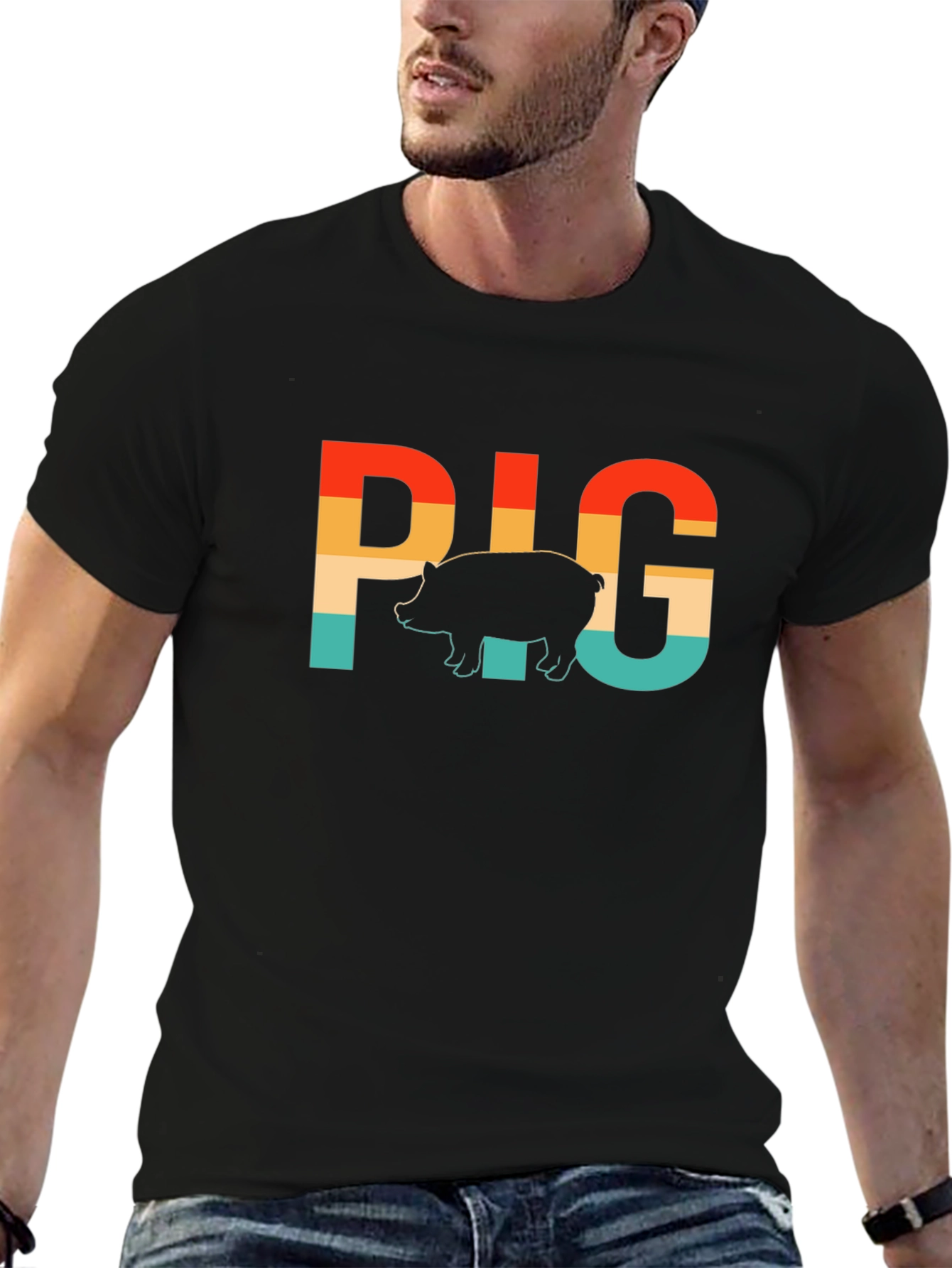 Retro Pig Graphic T-Shirt - Farm Animal Tee