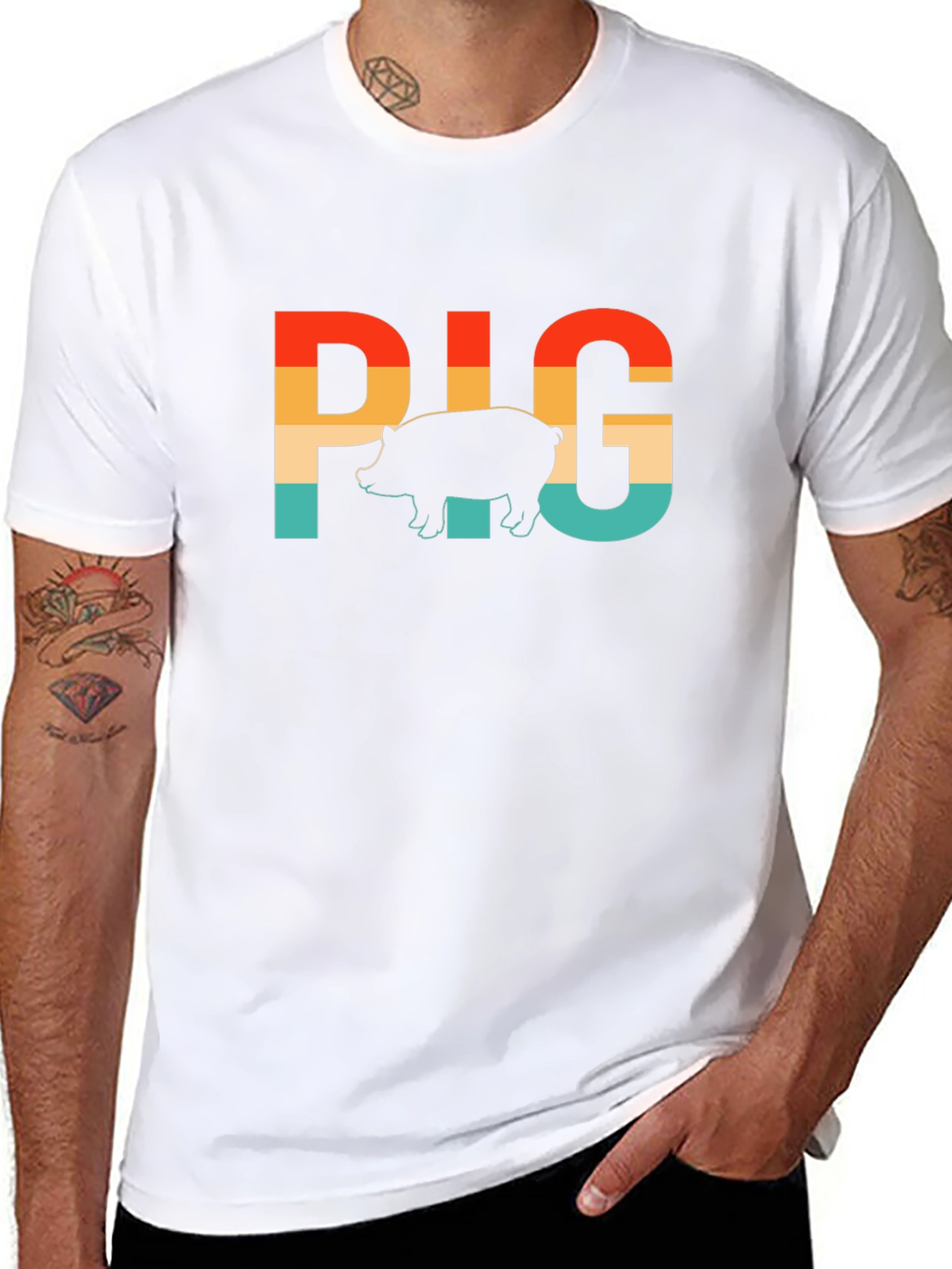 Retro Pig Graphic T-Shirt - Farm Animal Tee