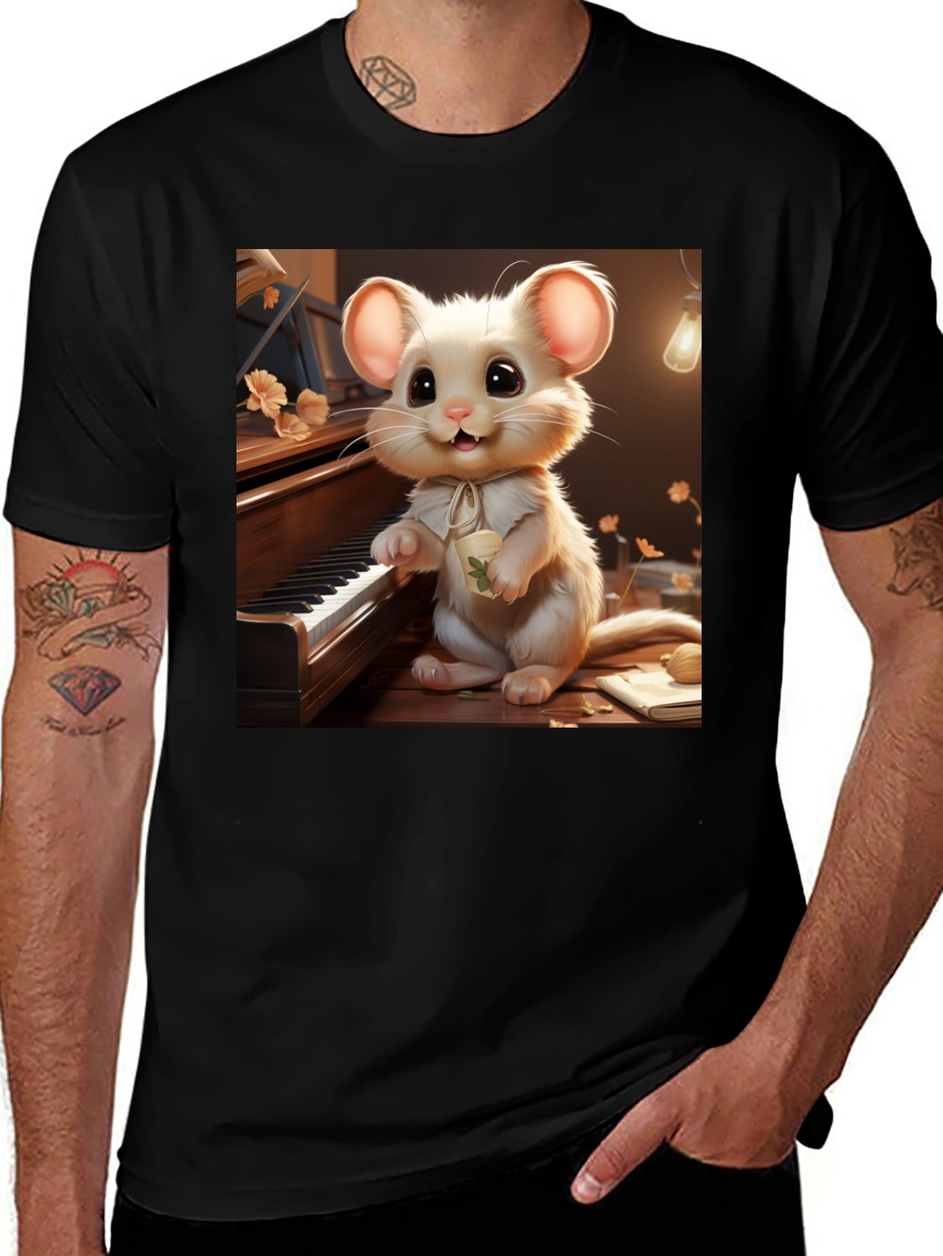 Cute Mouse Musician T-Shirt