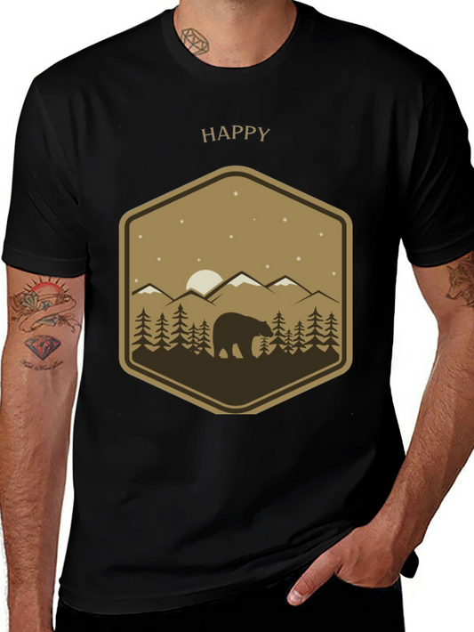 Happy Bear Mountain Scene Graphic Tee