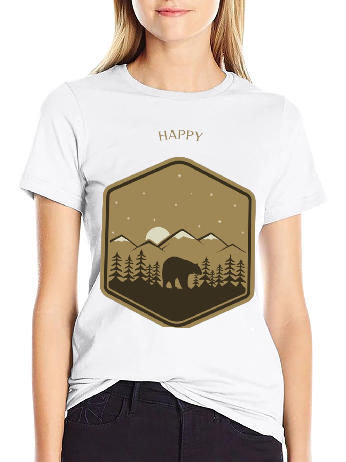 Happy Bear Mountain Scene Graphic Tee