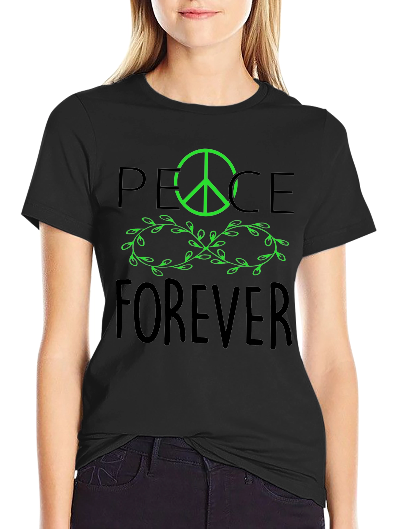 Peace Forever Black Graphic Tee