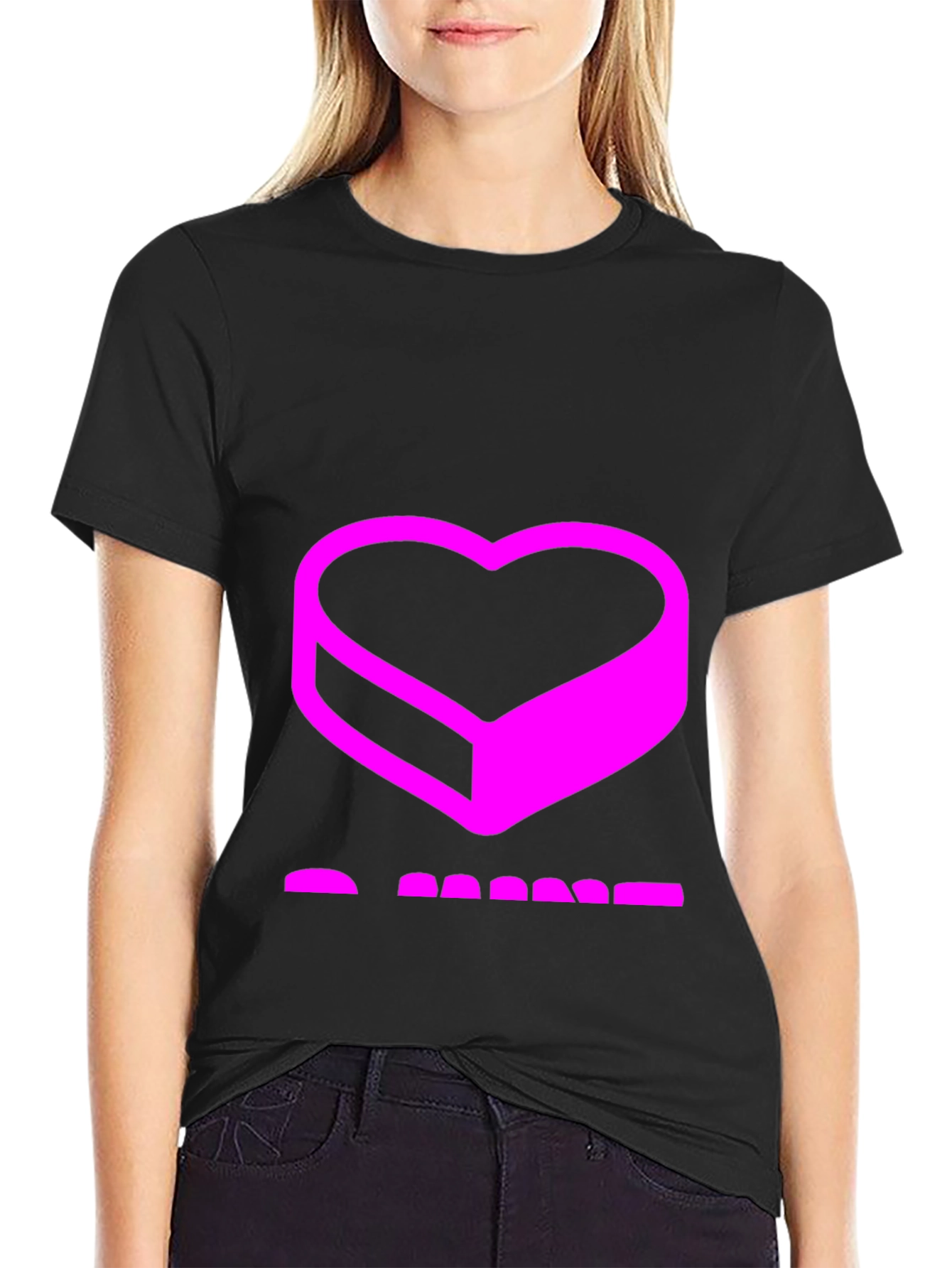 Abstract Heart Graphic Black T-Shirt