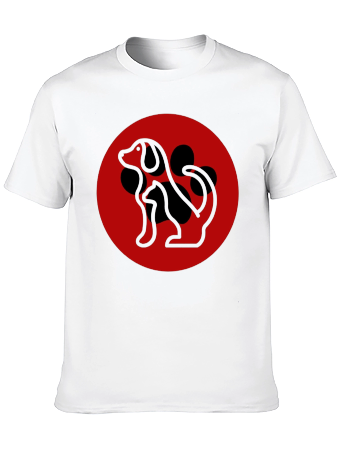 Dog Silhouette Graphic Tee - Black Casual T-Shirt