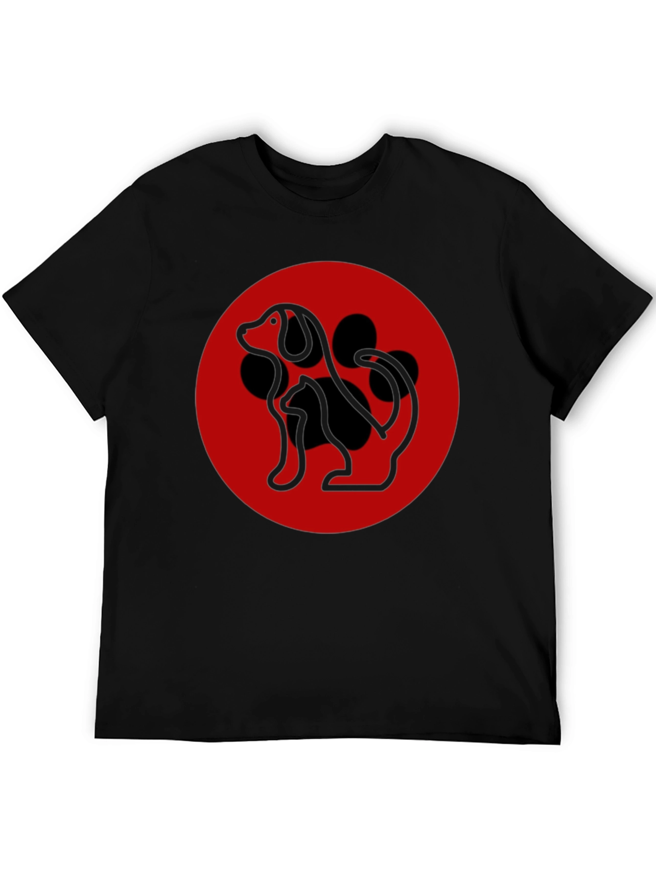 Dog Silhouette Graphic Tee - Black Casual T-Shirt