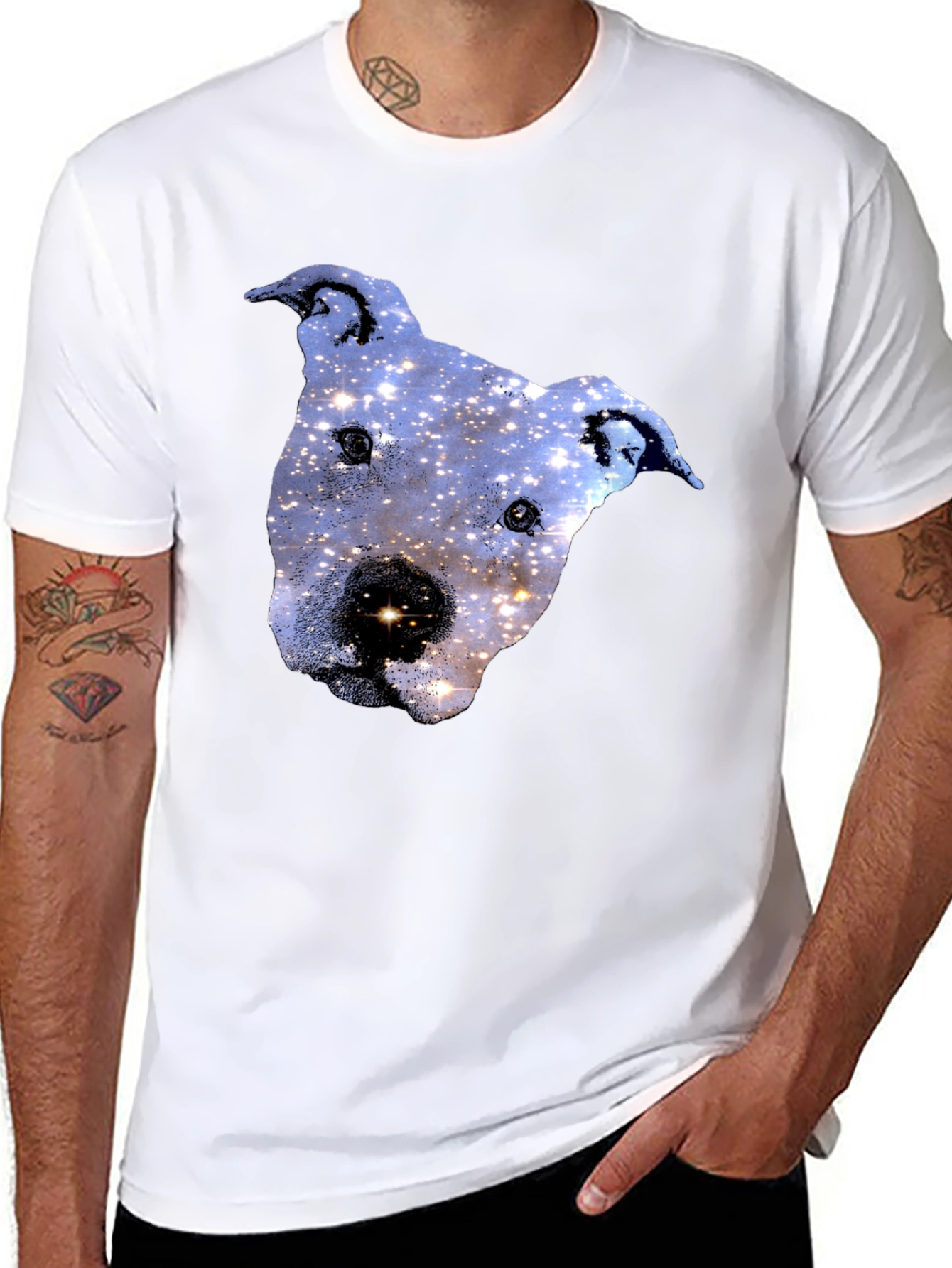 Galaxy Pitbull Head Black T-Shirt