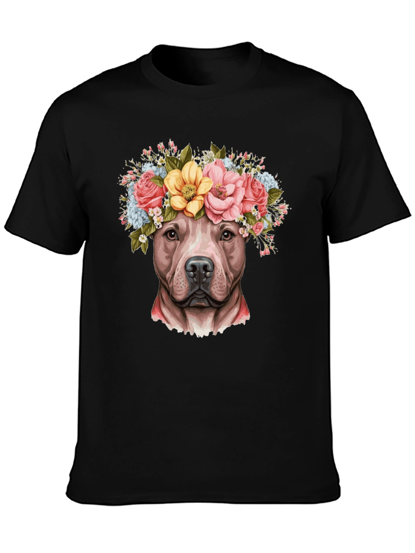 Dog Flower Crown T-Shirt - Pitbull Lover Tee