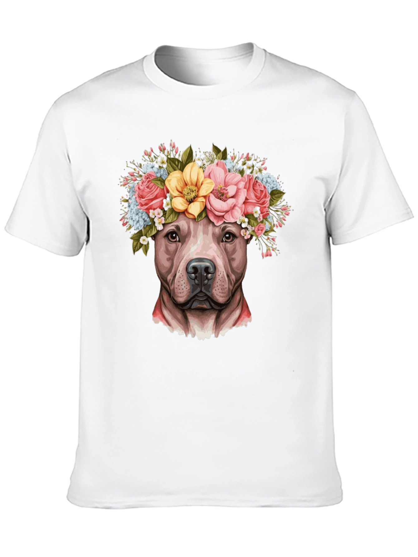 Dog Flower Crown T-Shirt - Pitbull Lover Tee
