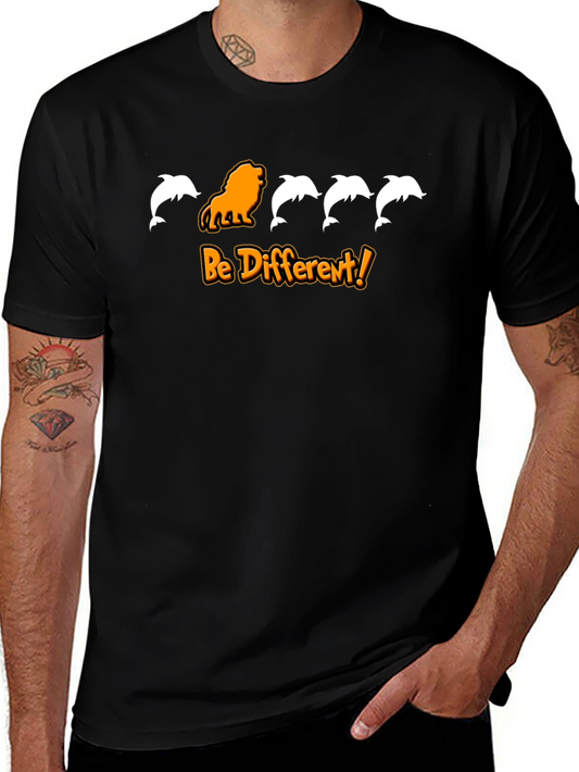 Be Different Graphic Tee - Lion and Dolphins