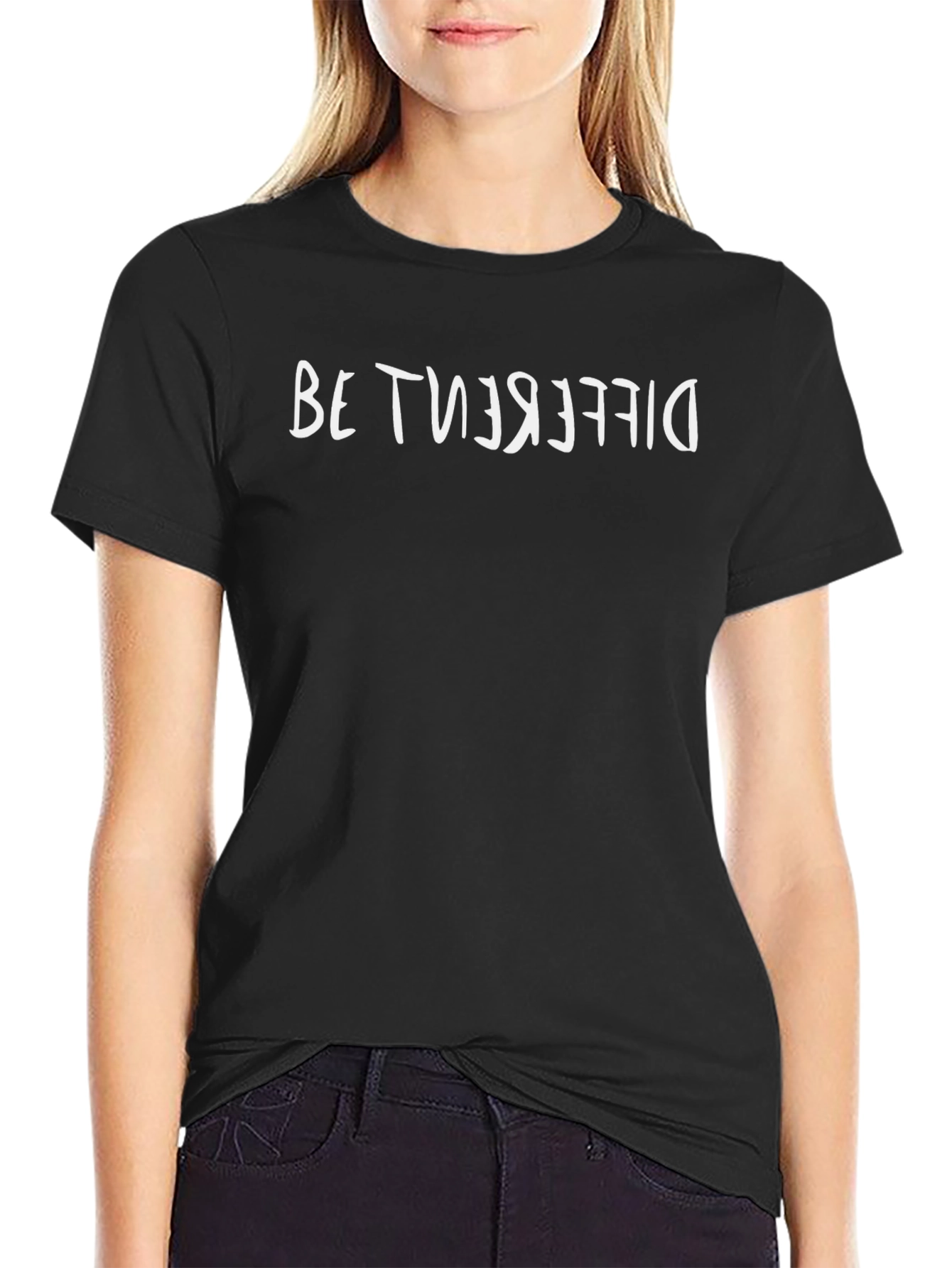 Reversed Be Different Black Crew Neck T-Shirt
