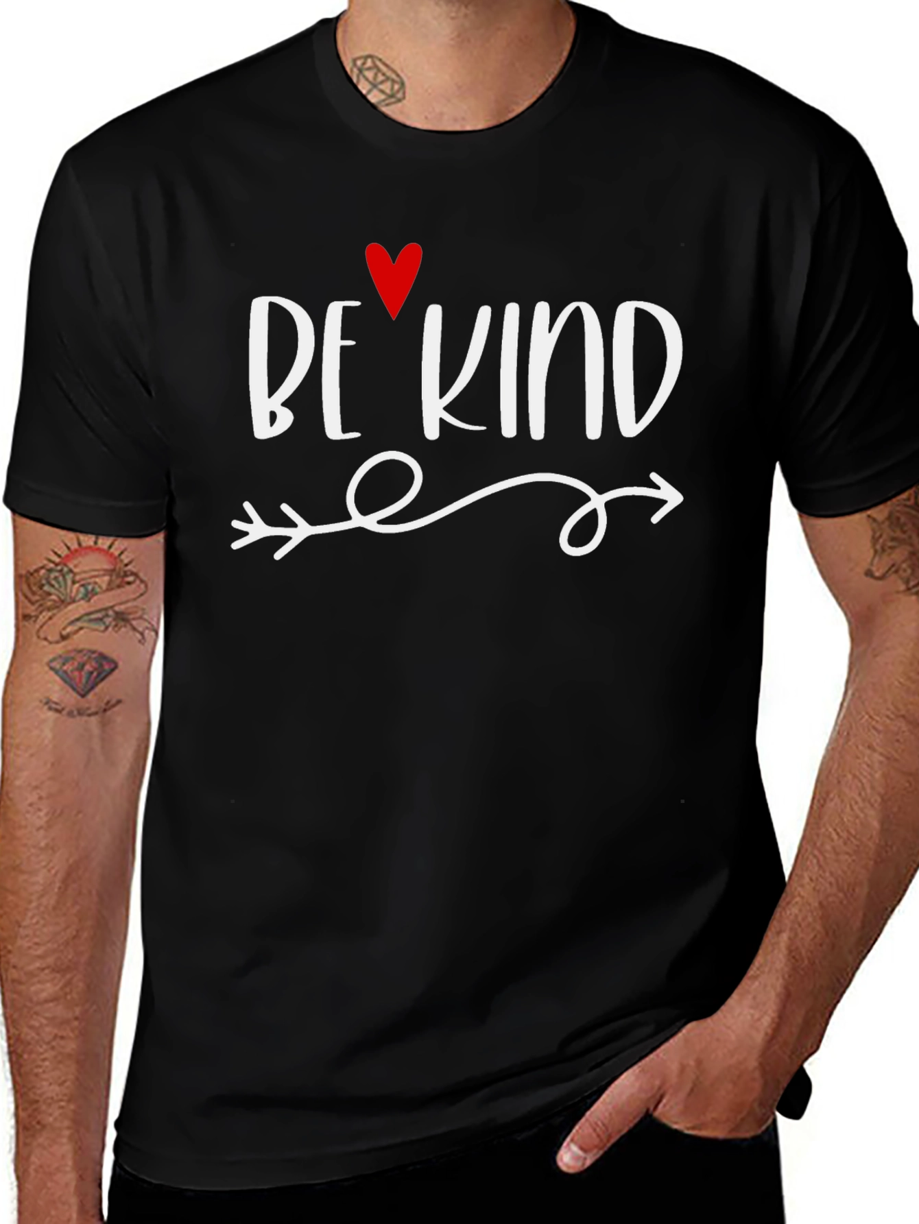 Be Kind Arrow Heart Graphic Tee - Black