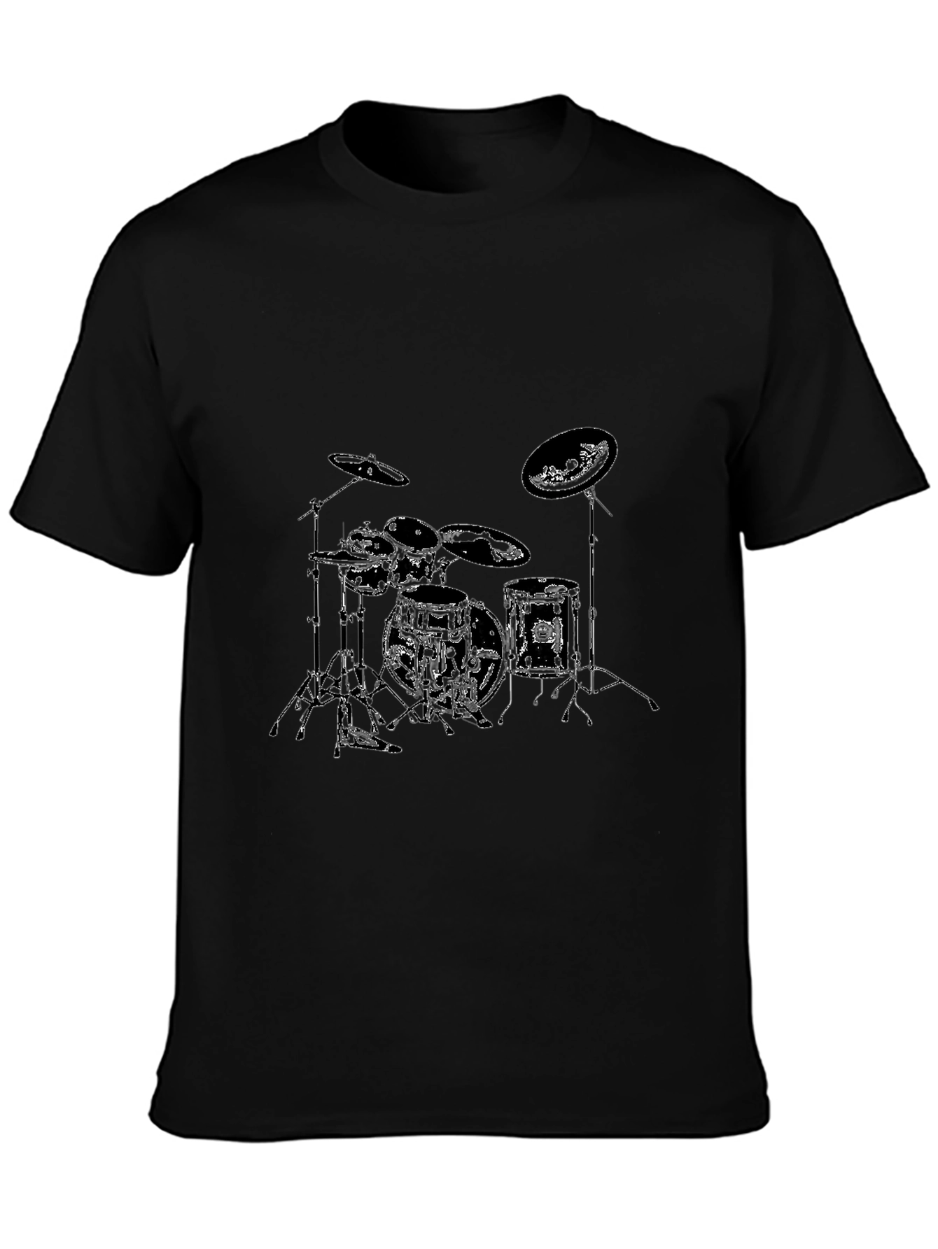 Drum Set Graphic Tee - Musicians Black T-Shirt