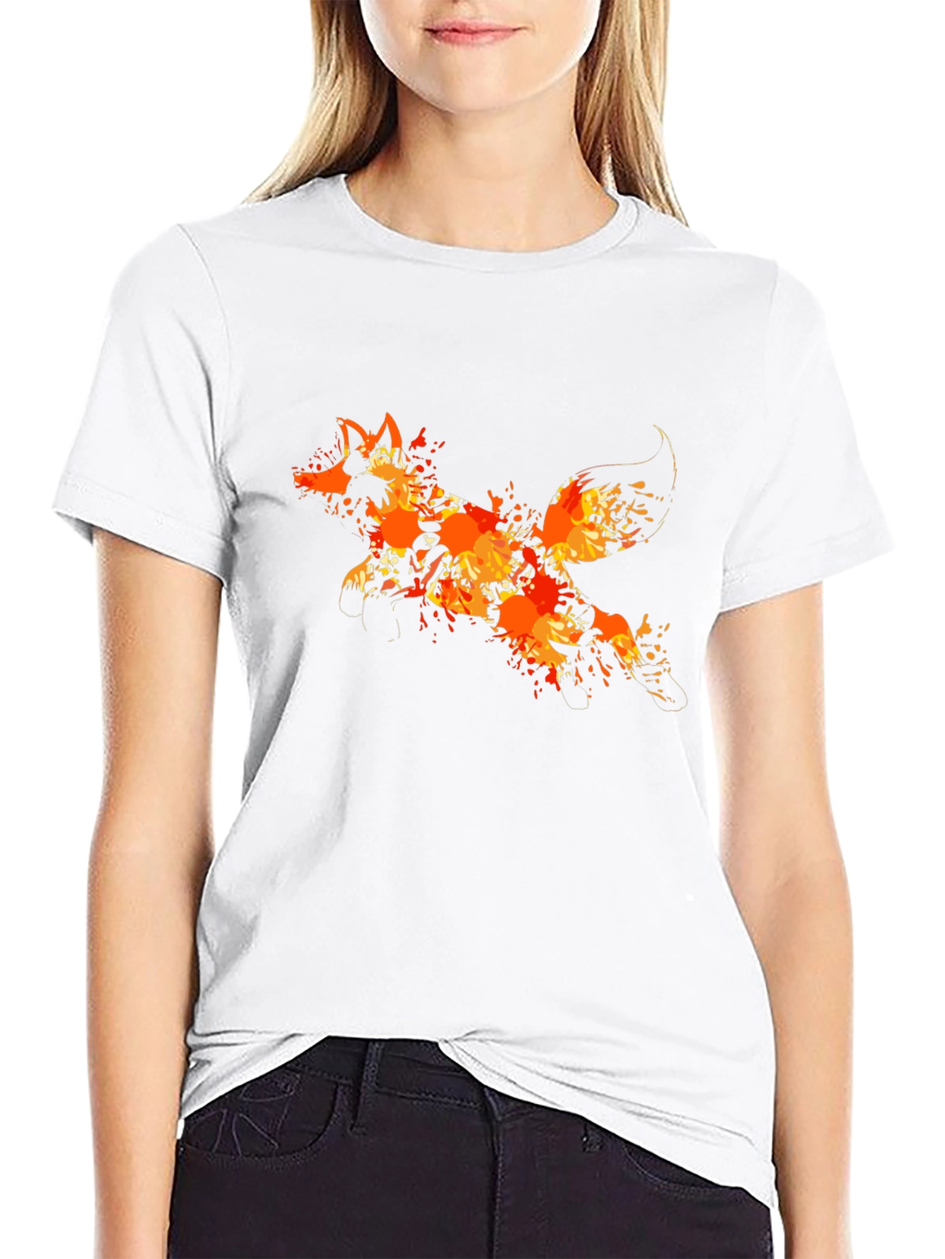 Fiery Fox Graphic Tee - Black Cotton Blend