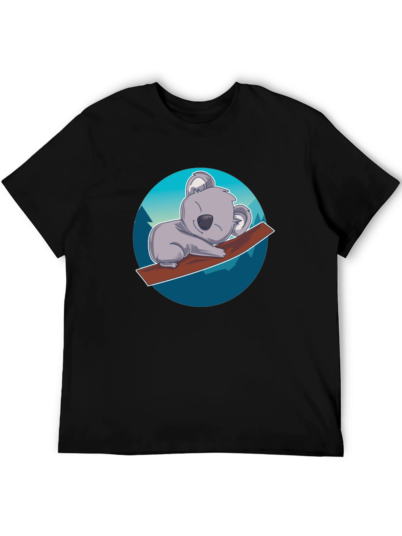 Cute Koala on Branch T-Shirt - Black
