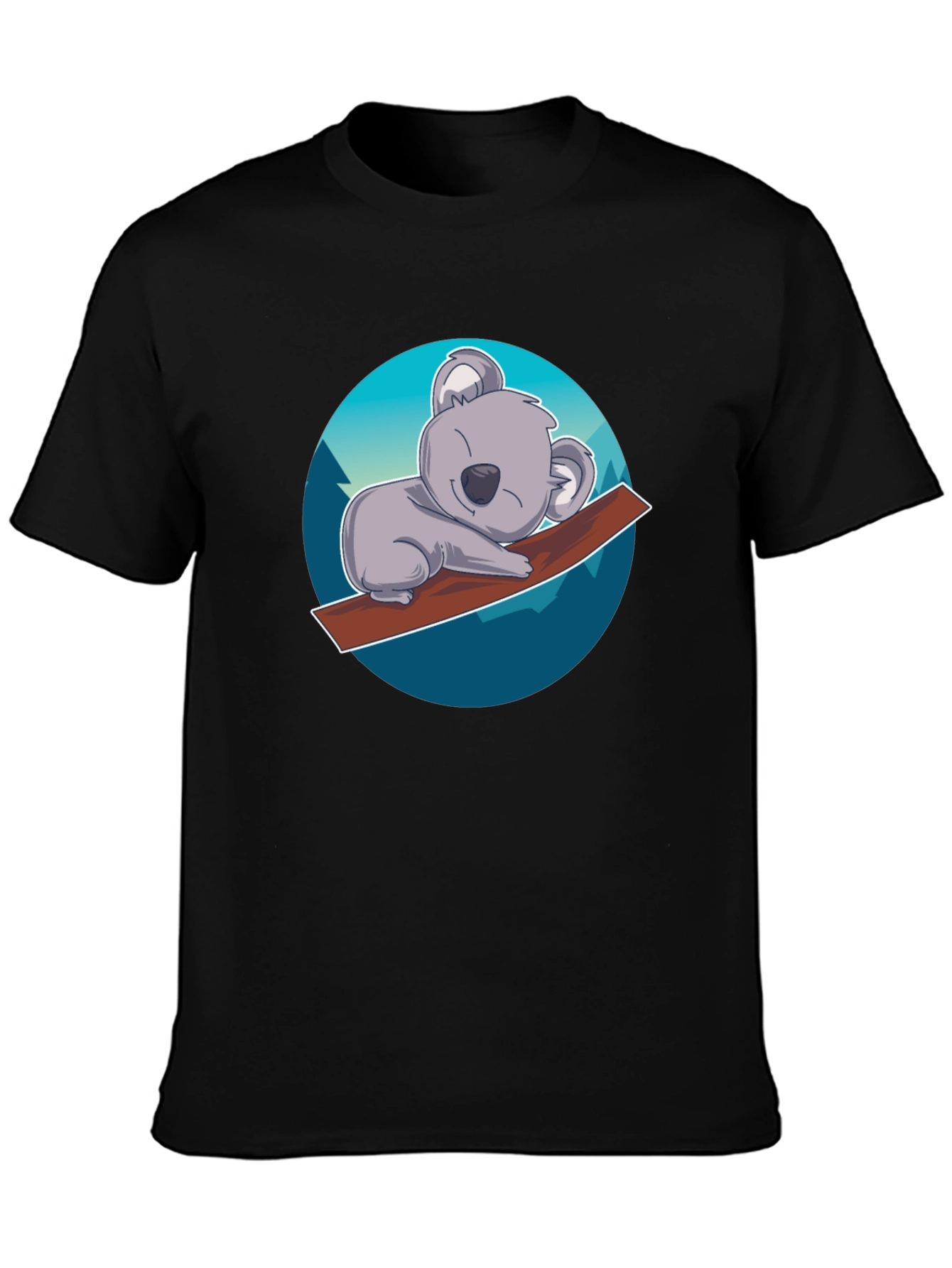 Cute Koala on Branch T-Shirt - Black