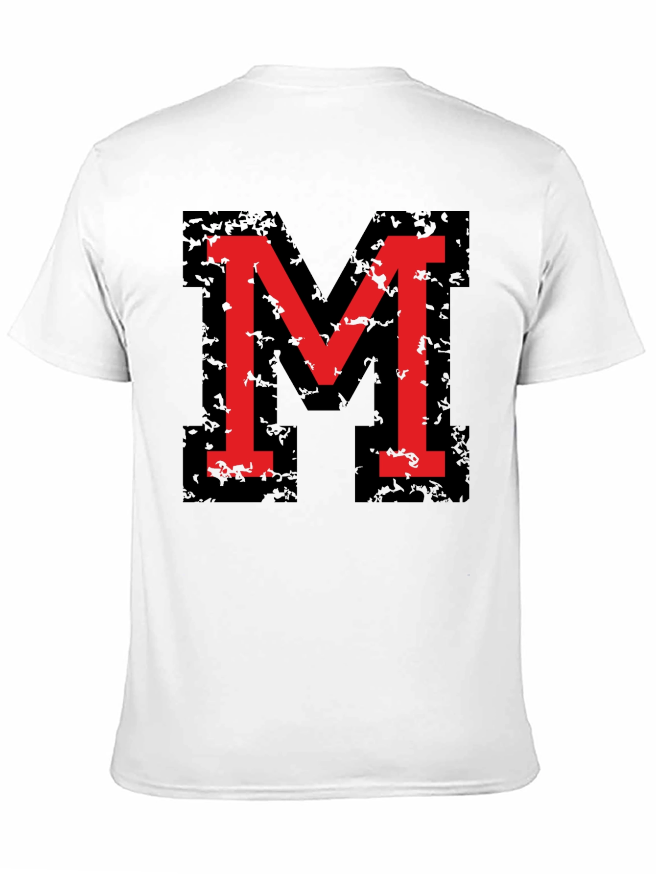 Bold Red M Graphic Black T-Shirt