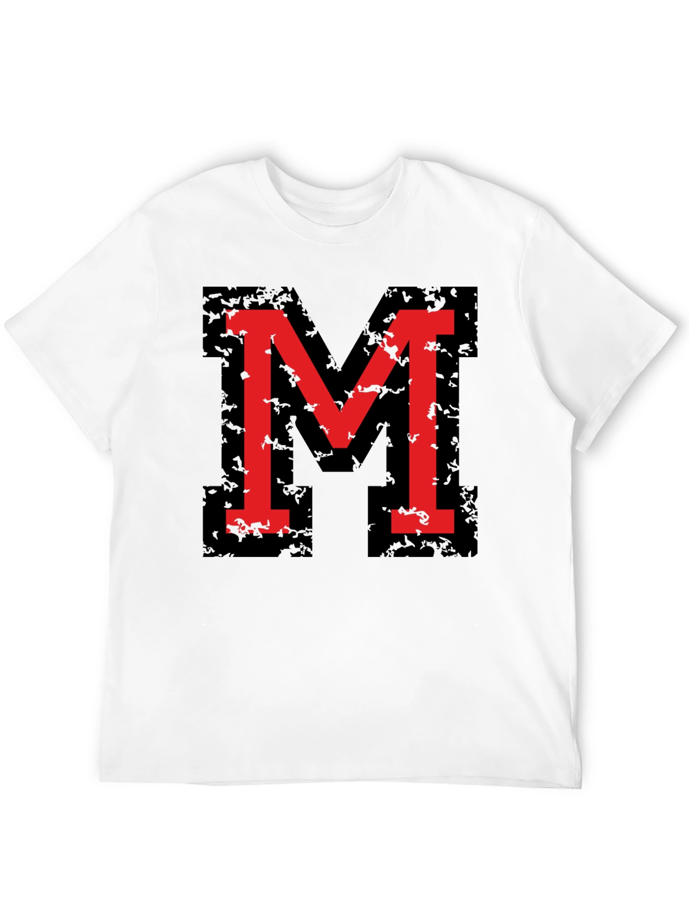 Bold Red M Graphic Black T-Shirt