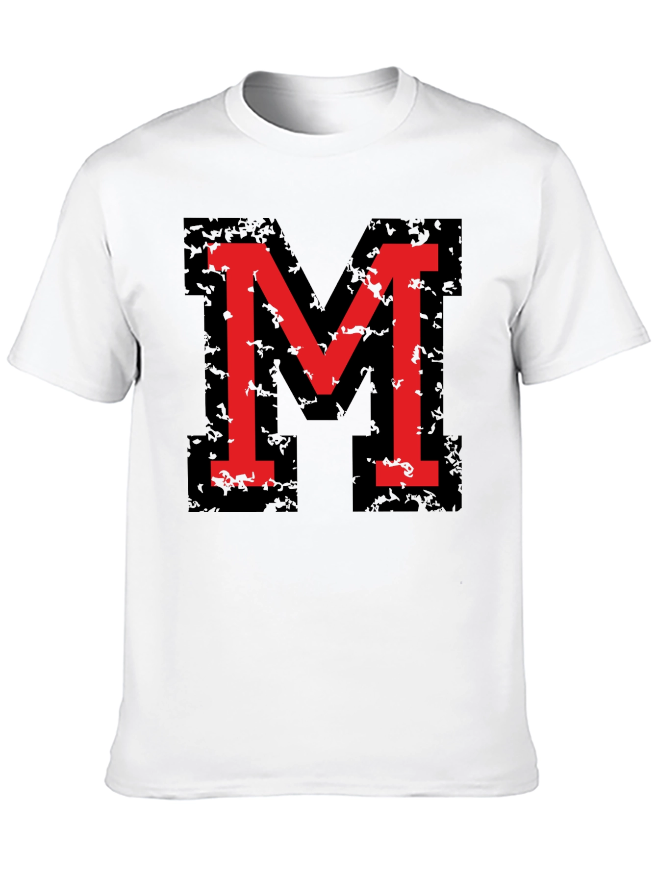 Bold Red M Graphic Black T-Shirt