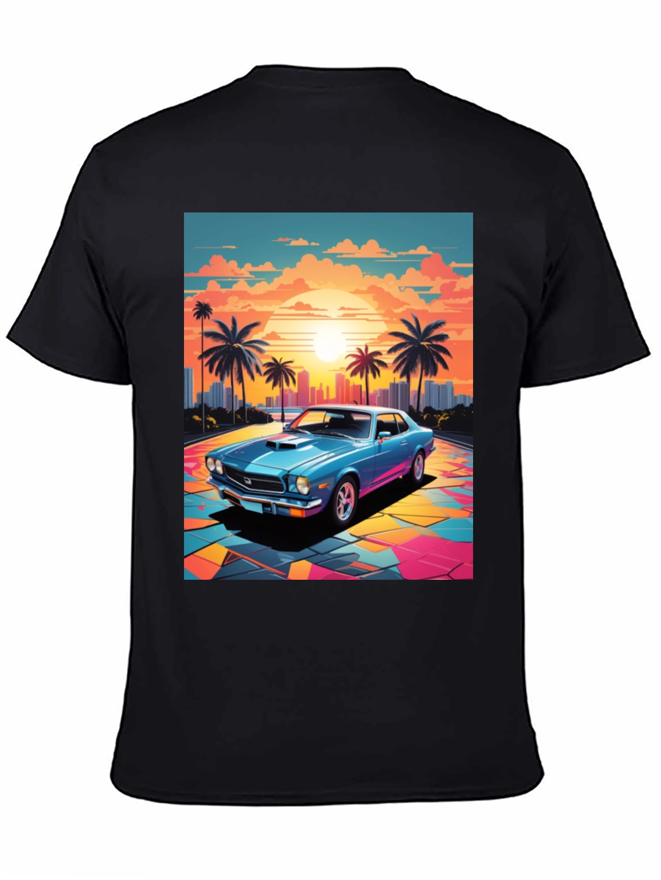 Retro Car Sunset Graphic Tee