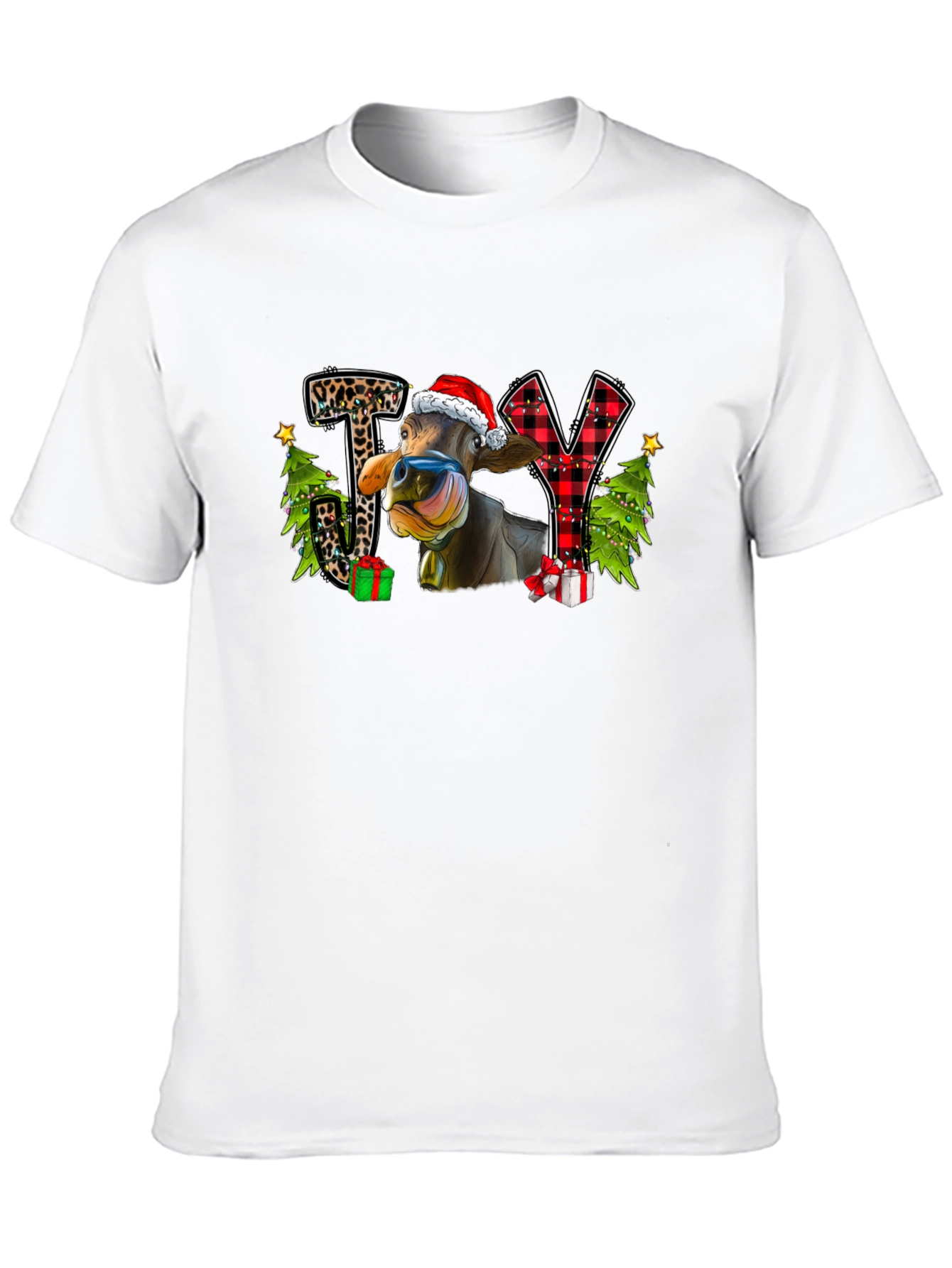 Joy Cow Christmas Graphic T-Shirt
