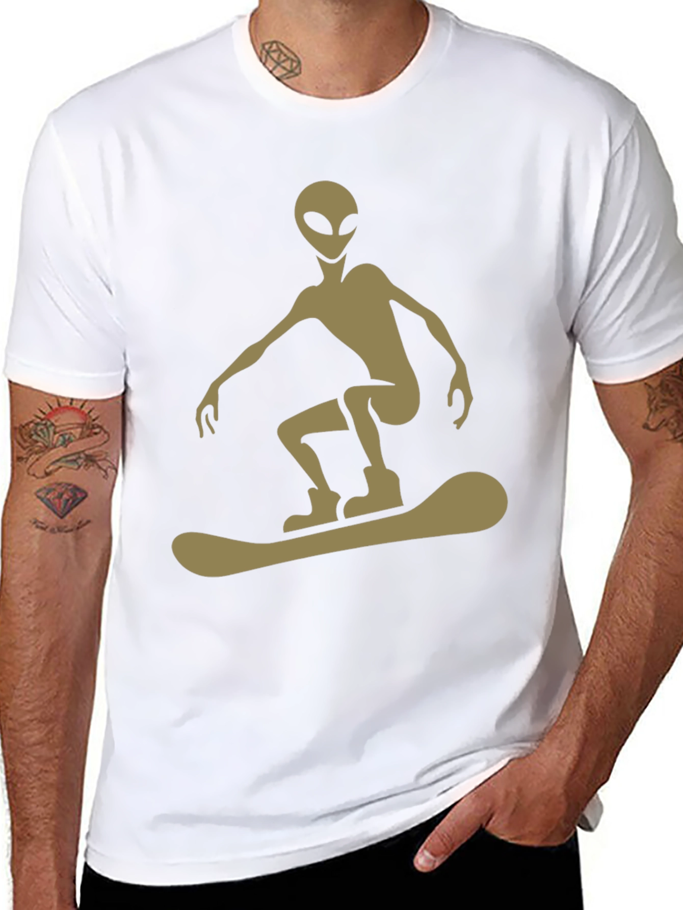 Alien Snowboarder Graphic Tee - Unique Style