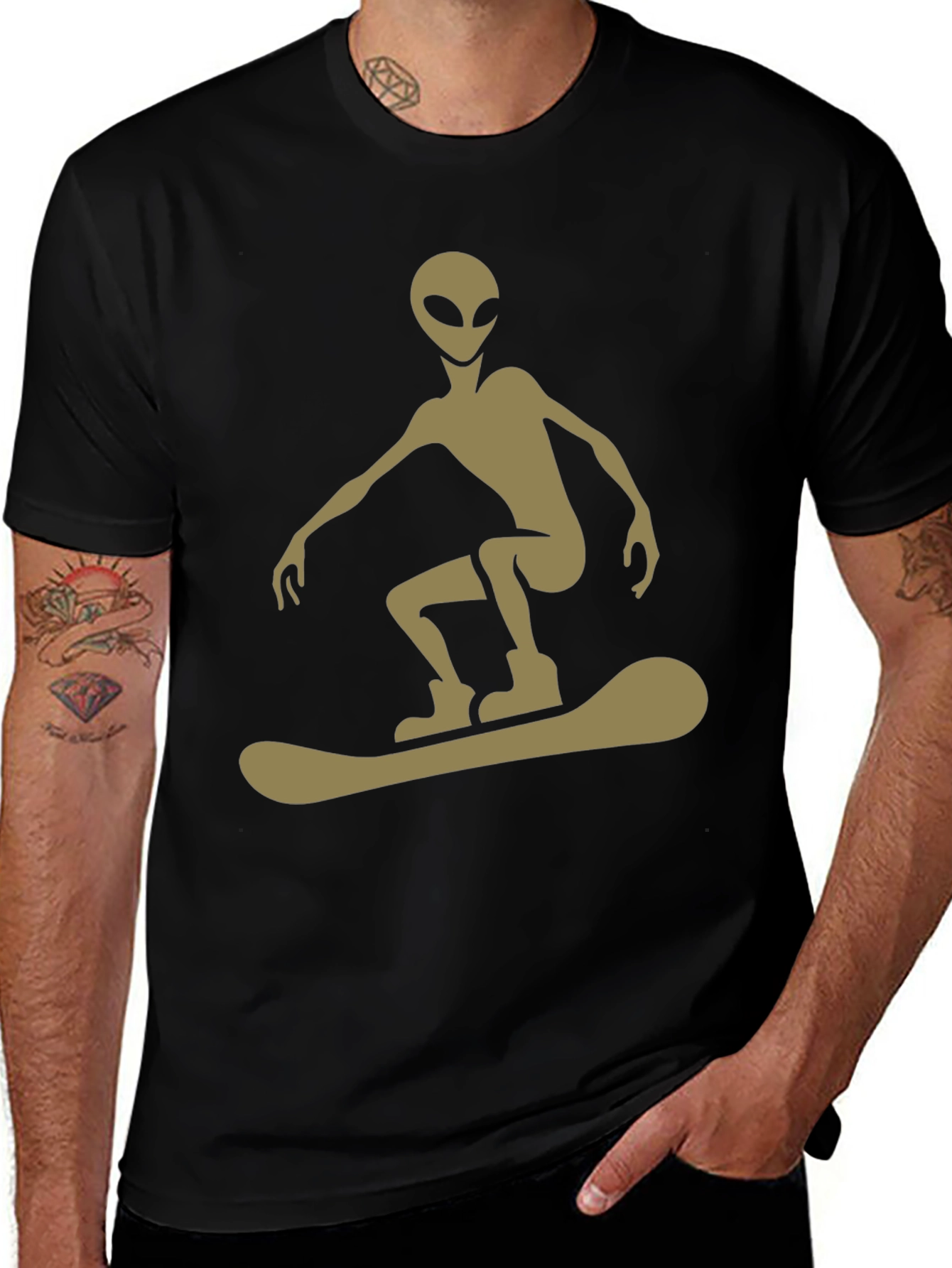 Alien Snowboarder Graphic Tee - Unique Style