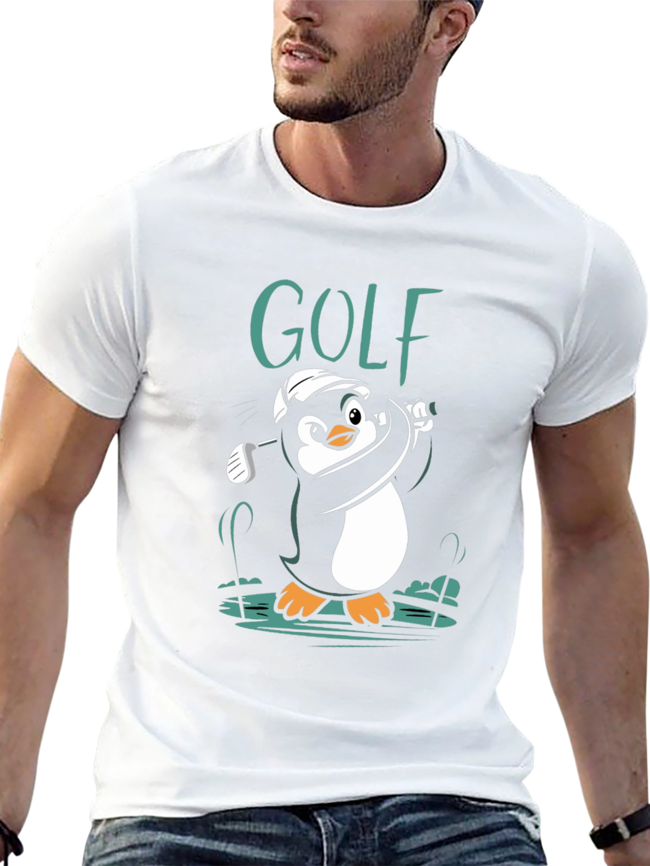 Golf Penguin Graphic Tee - Black Cotton Shirt