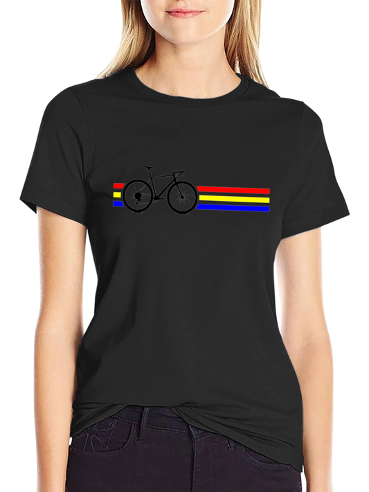 Cycling T-Shirt: Bike Silhouette with Colored Stripes