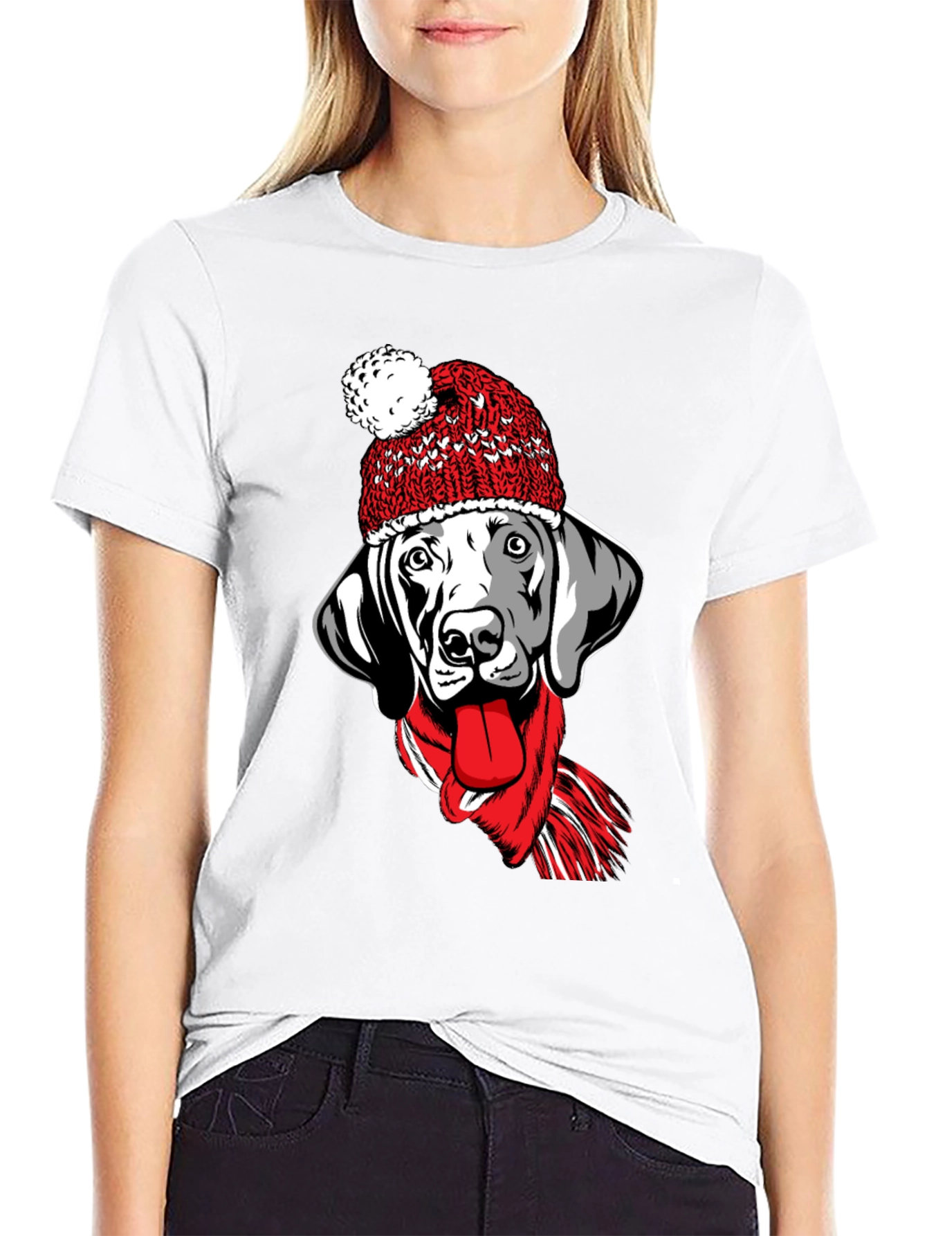 Dog with Hat & Scarf Graphic Tee